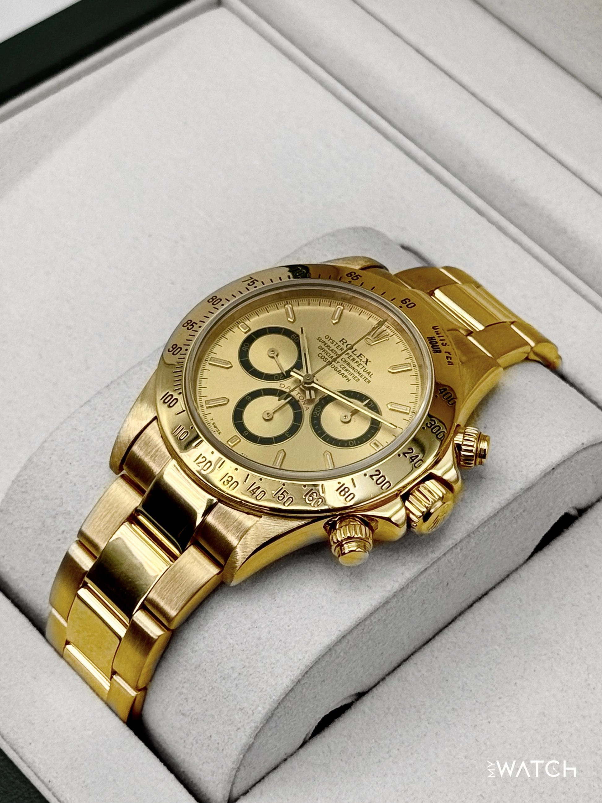 1997 Rolex Daytona 40mm 16528 Yellow Gold Champagne Dial - MyWatchLLC