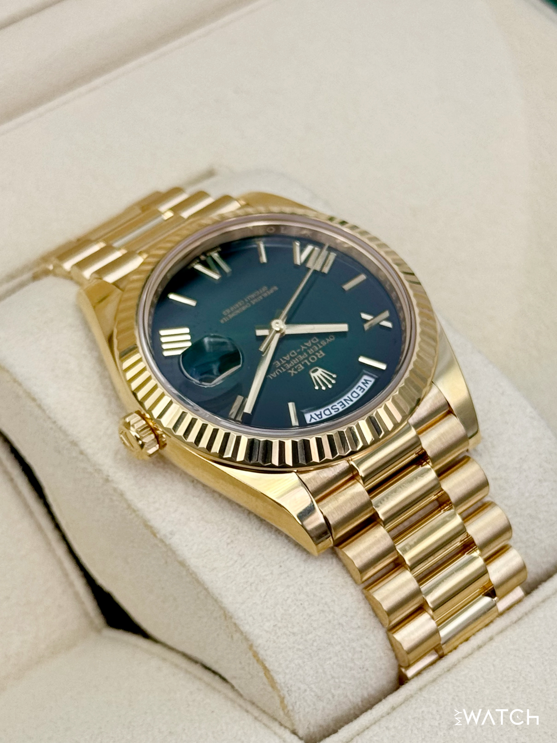 2024 Rolex Day-Date 40mm 228238 Presidential Green Ombre Dial - MyWatchLLC