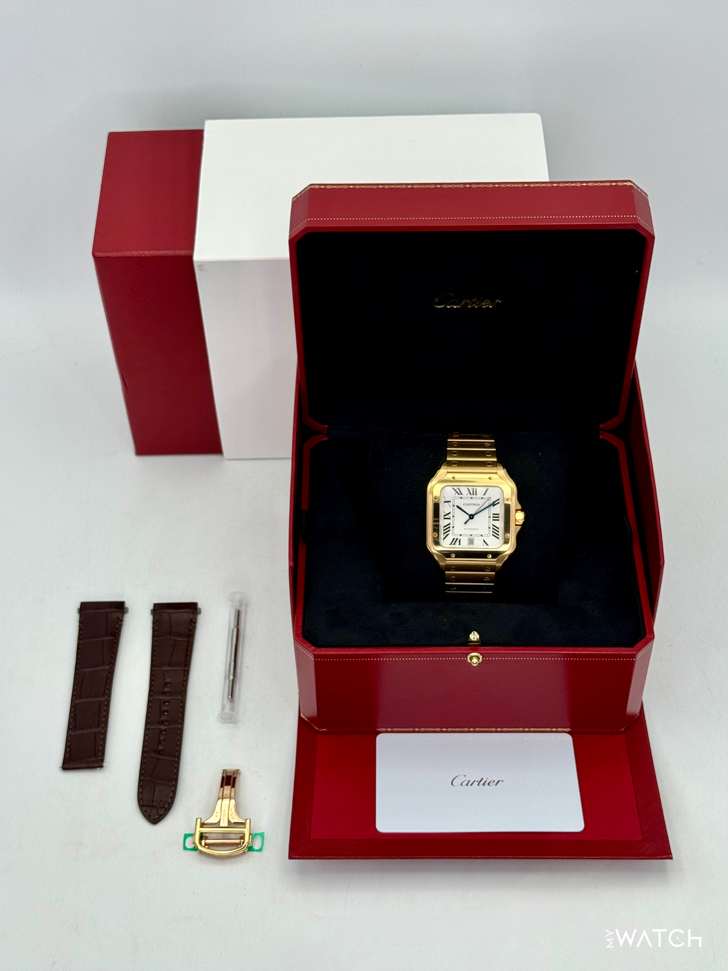 NEW 2026 Cartier Santos De Cartier 39.8mm WGSA0029 Yellow Gold White Dial - MyWatchLLC