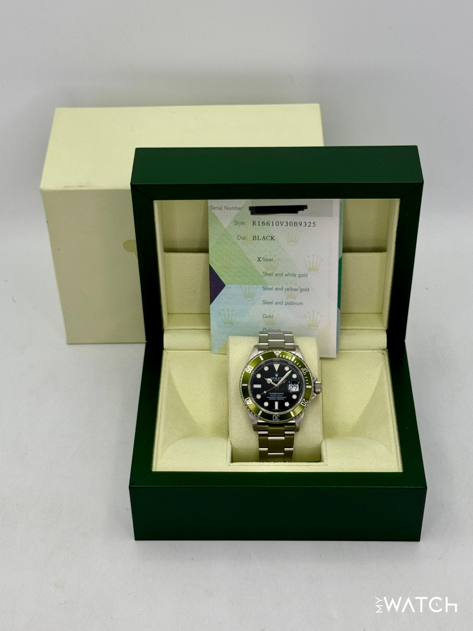 2005 Rolex Submariner "Kermit" 40mm 16610 Stainless Steel Black Dial - MyWatchLLC