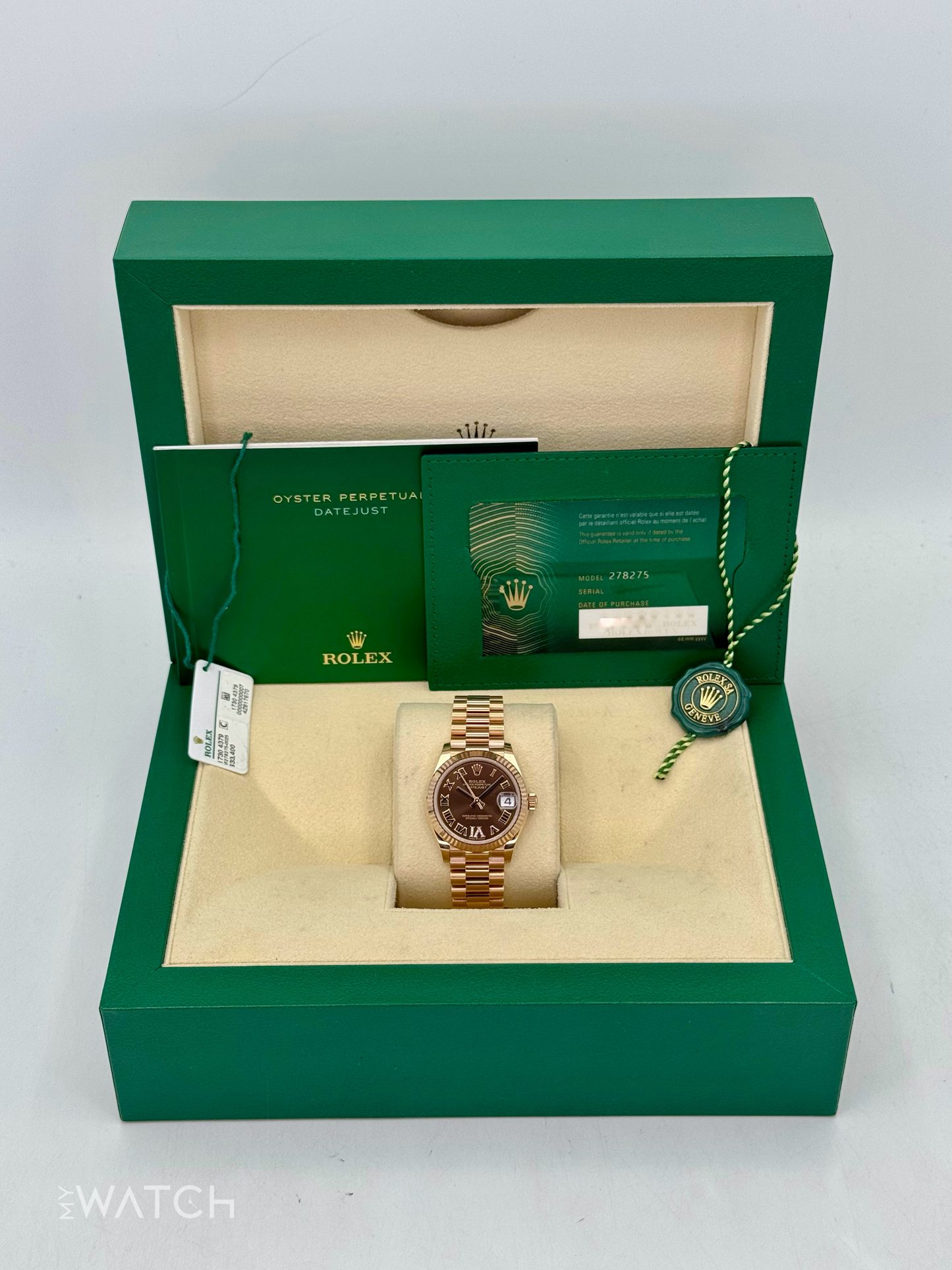 2022 Rolex Datejust 31mm 278275 Rose Gold Chocolate Dial