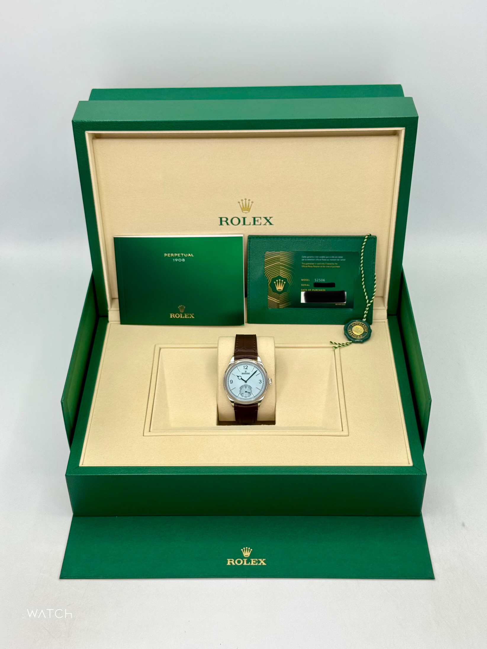 NEW 2025 Rolex 1908 39mm 52506 Platinum Ice Blue Dial - MyWatchLLC