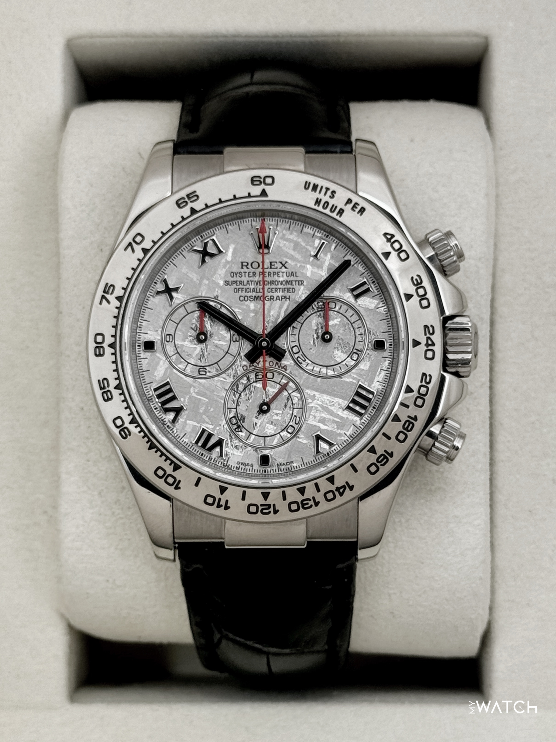 2002 Rolex Daytona 40mm 116519 White Gold Meteorite Dial - MyWatchLLC