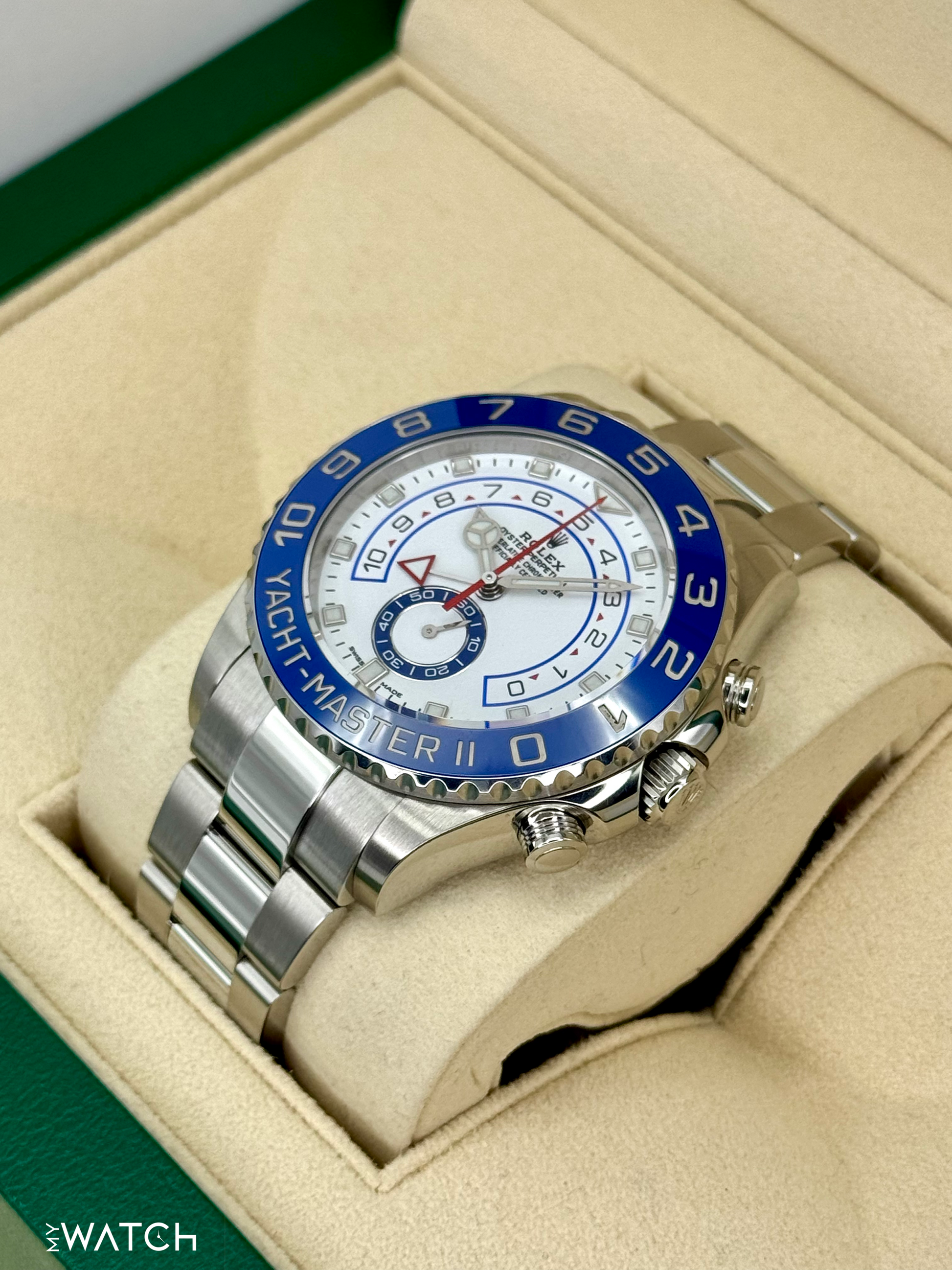 2022 Rolex Yacht-Master II 44mm 116680 Stainless Steel White Dial - MyWatchLLC