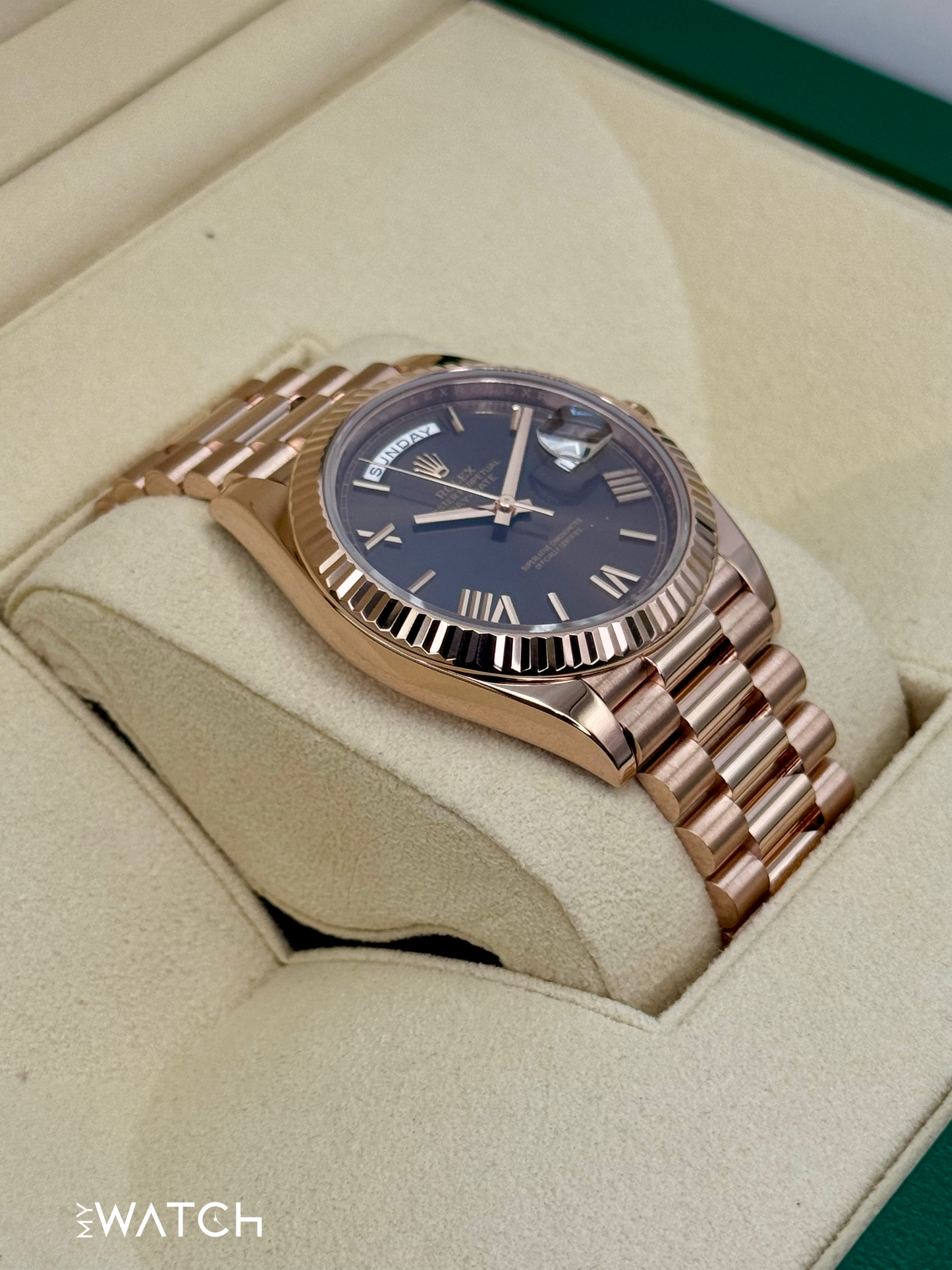 2023 Rolex Day-Date 40mm 228235 Presidential Rose Gold Chocolate Dial - MyWatchLLC