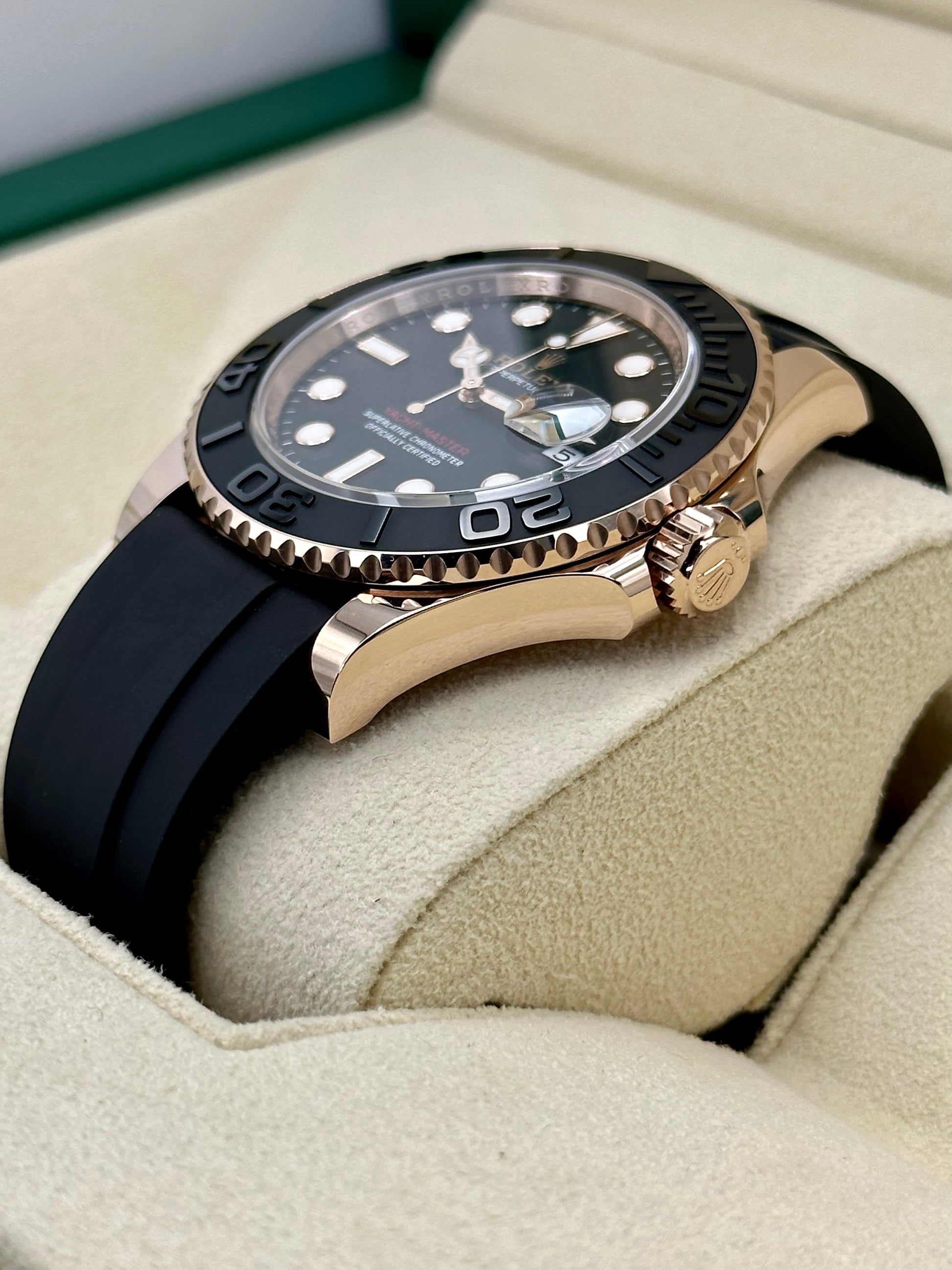 NEW 2023 Rolex Yacht-Master 40mm 126655 Rose Gold Oysterflex Black Dial - MyWatchLLC