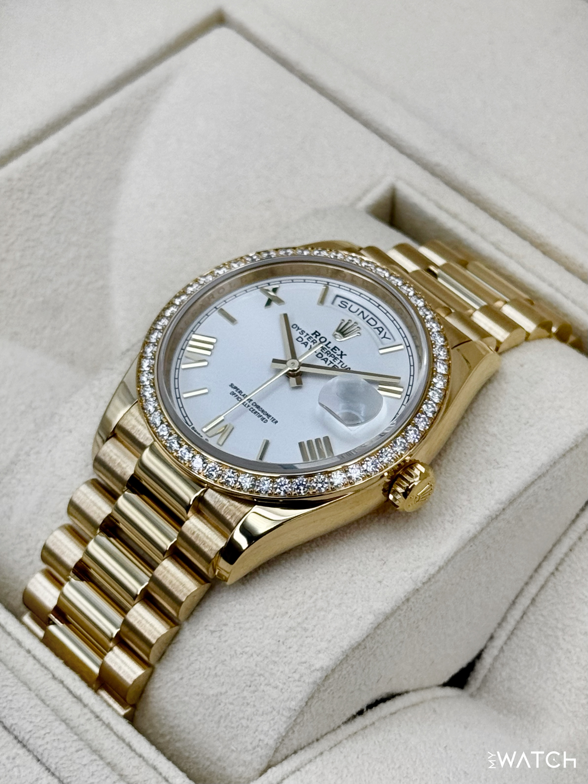 2024 Rolex Day-Date 36mm 128348RBR Presidential Yellow Gold White Dial - MyWatchLLC