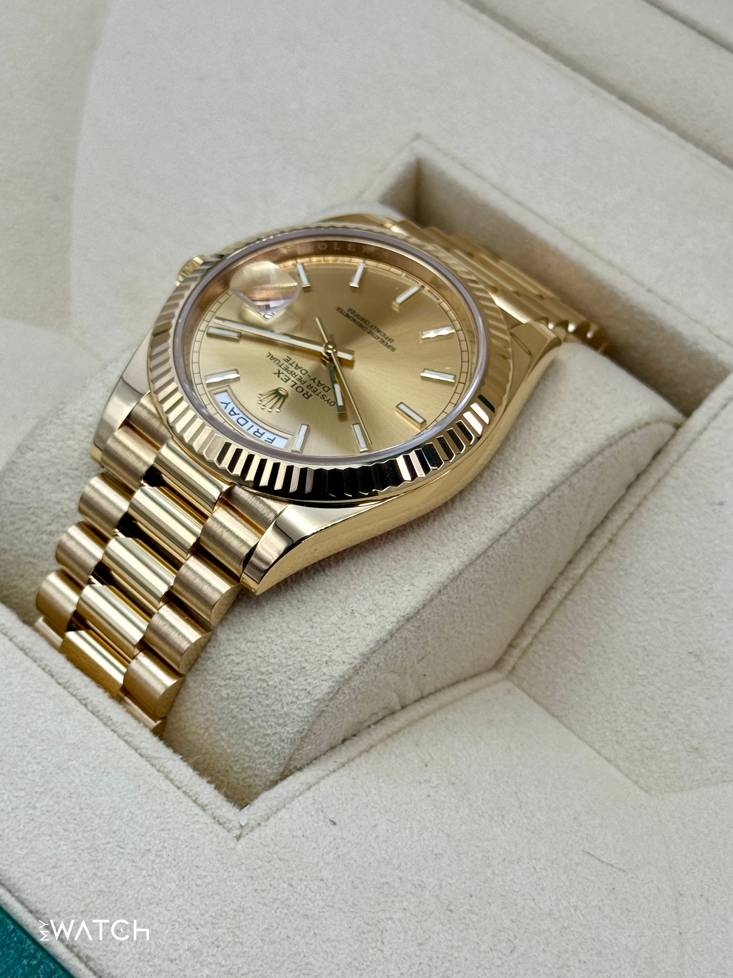 2022 Rolex Day-Date 40mm 228238 18kt Yellow Gold Champagne Dial