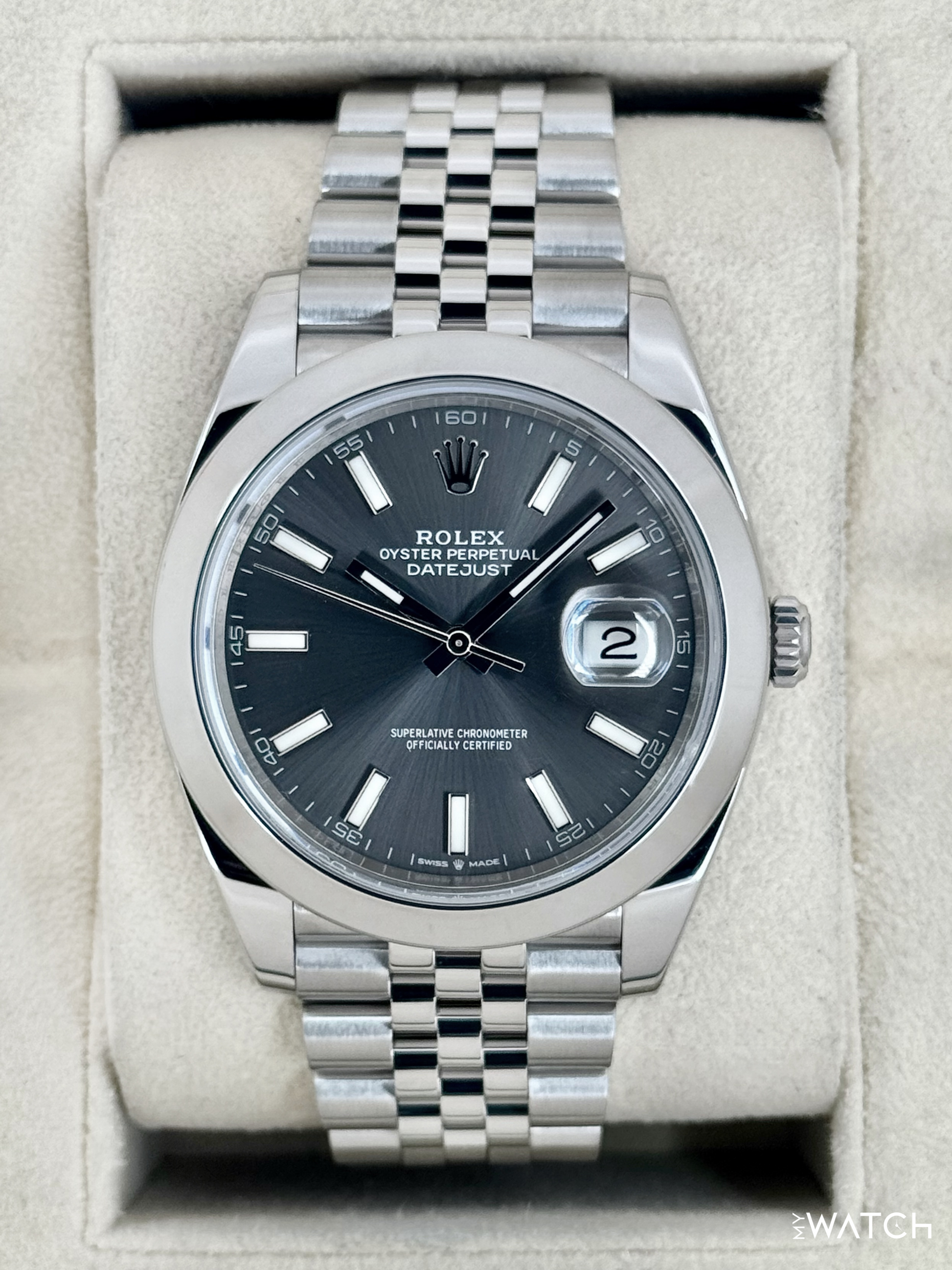 2023 Rolex Datejust 41mm 126300 Stainless Steel Jubilee Rhodium Dial - MyWatchLLC