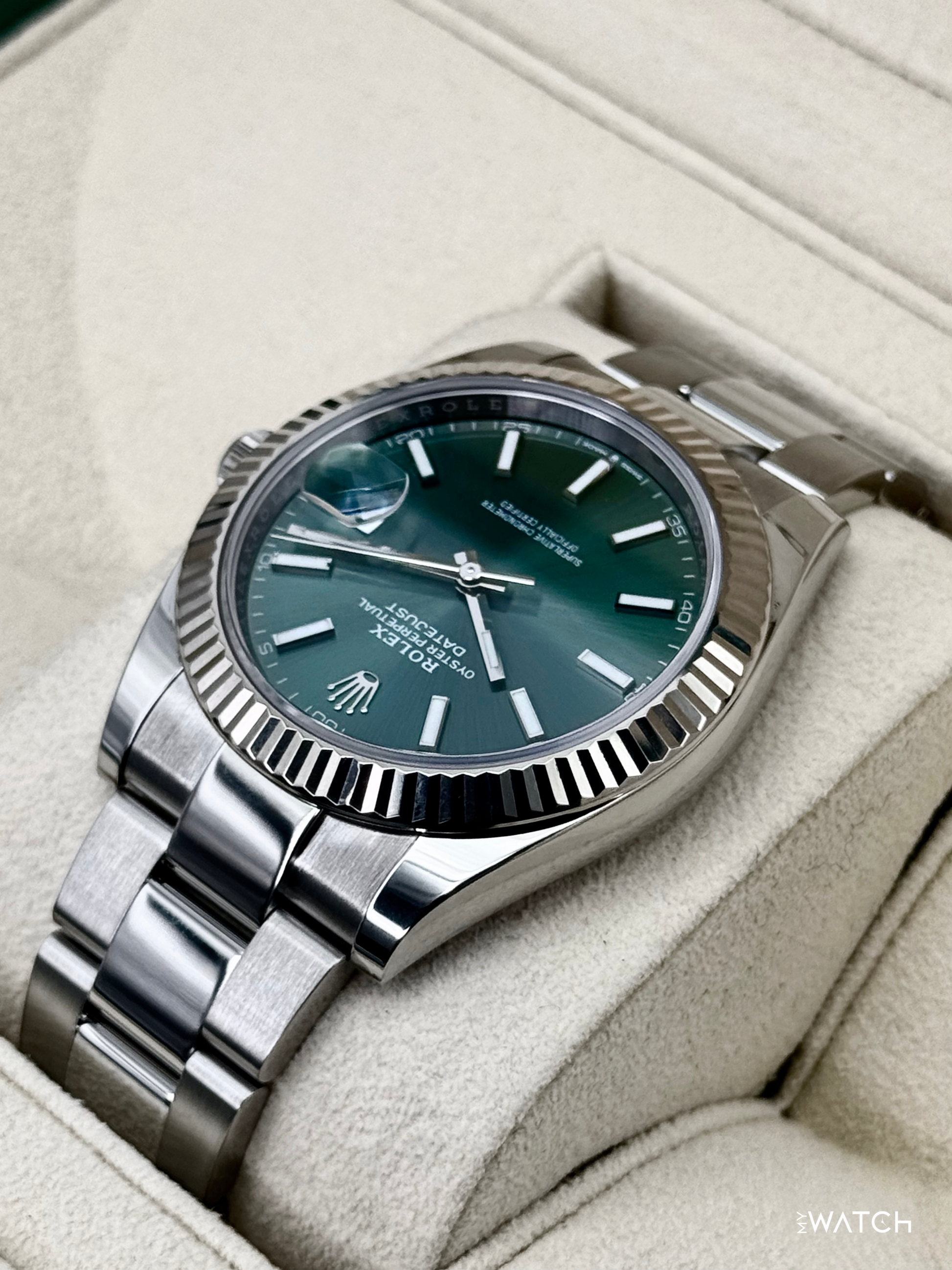 2023 Rolex Datejust 41mm 126334 Stainless Steel Oyster Mint Green Dial - MyWatchLLC