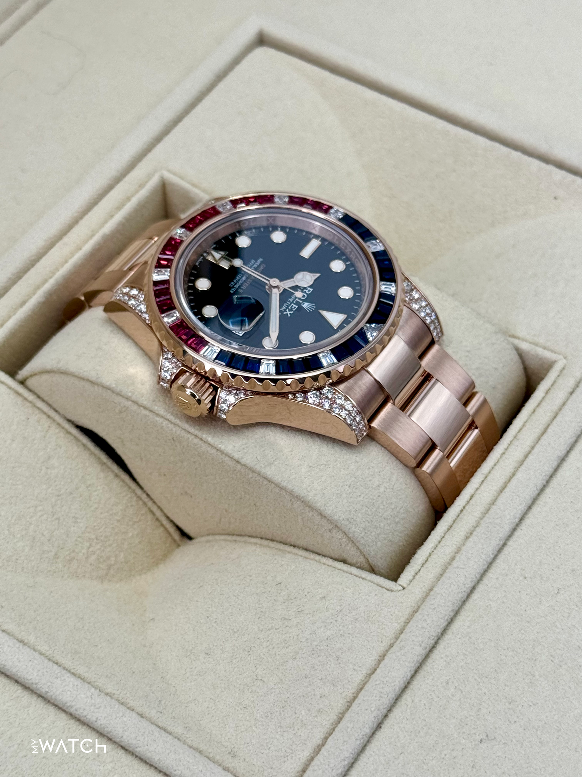 2021 Rolex GMT-Master II 40mm 126755SARU Rose Gold Sapphire and Ruby - MyWatchLLC