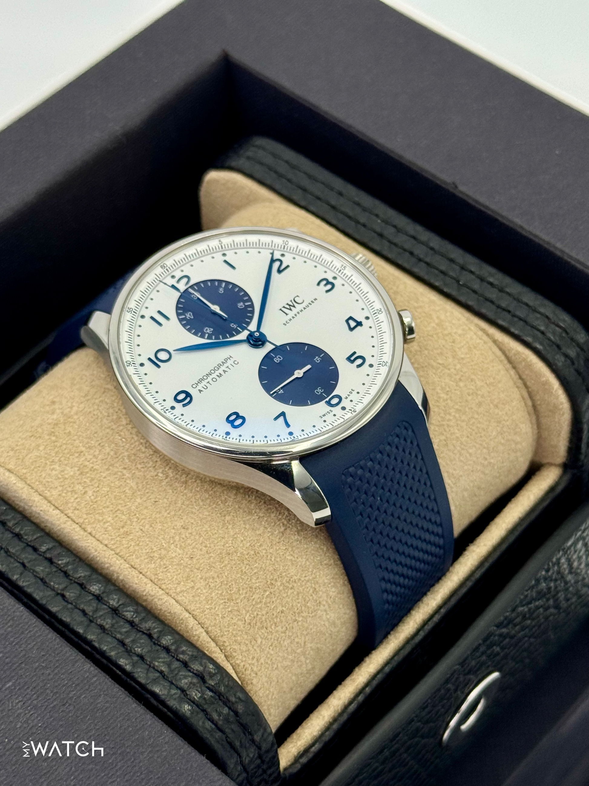 2023 IWC Portuguese Chronograph 41mm IW371620 Stainless Steel White Dial - MyWatchLLC