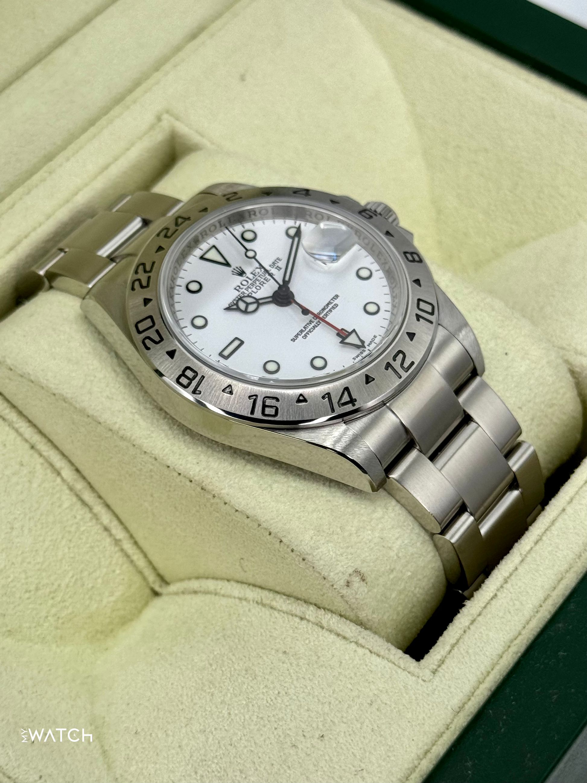 2008 Rolex Explorer II 40mm 16570 Stainless Steel Polar White Dial - MyWatchLLC