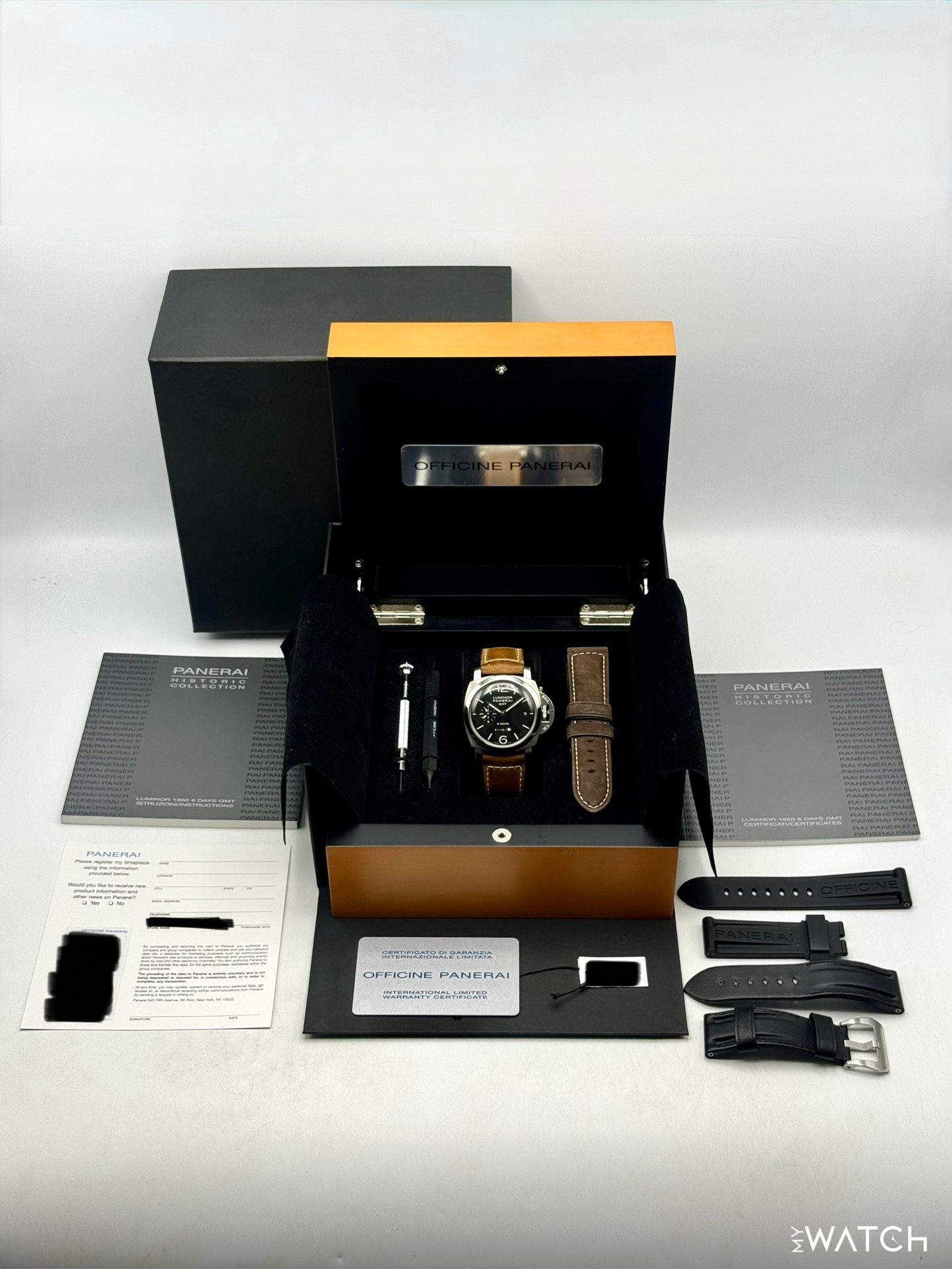 2016 Panerai Luminor 1950 8 Days GMT 44mm PAM00233 Black Dial