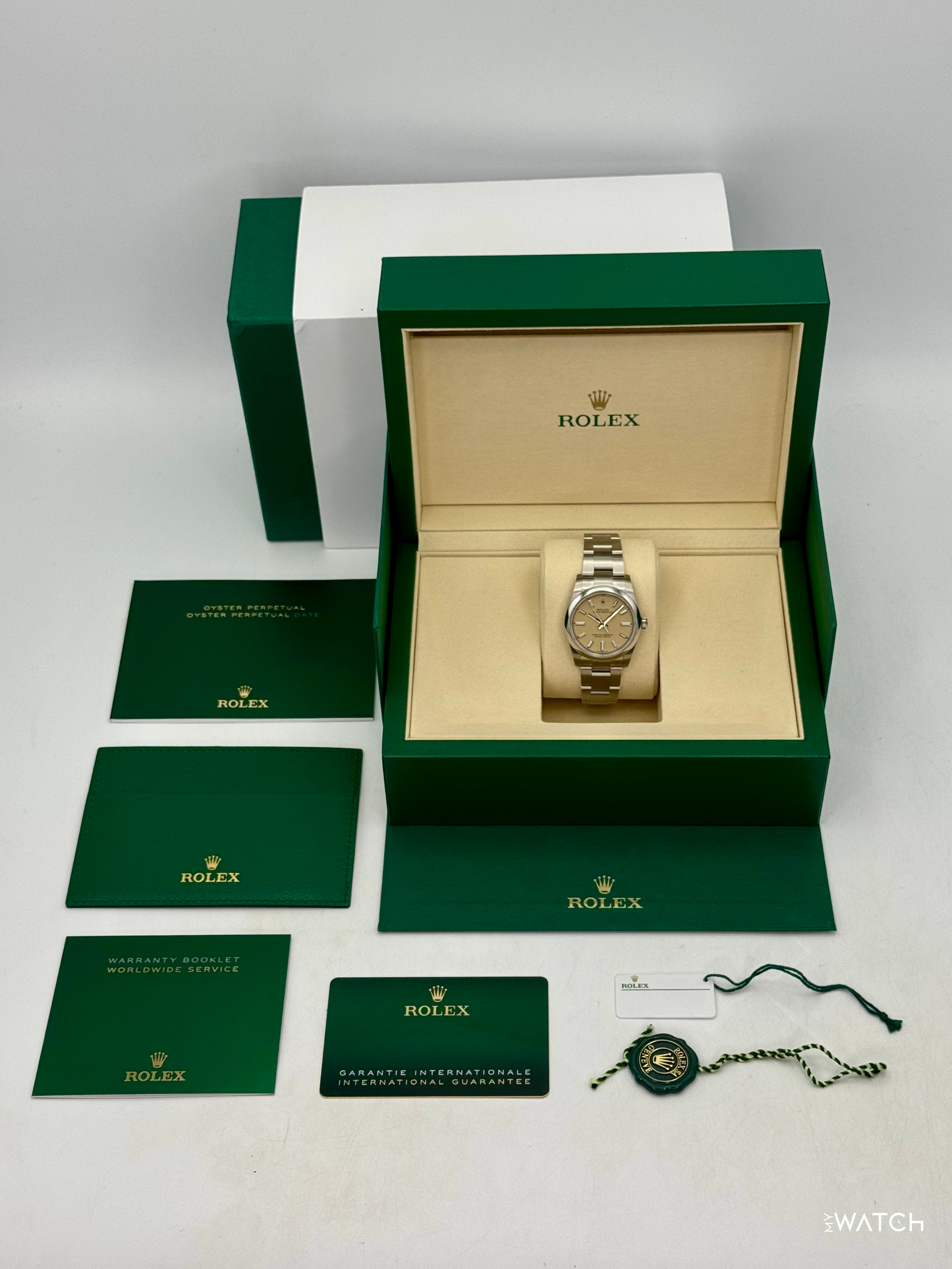 NEW 2026 Rolex Oyster Perpetual 34mm 124200 Stainless Steel Beige Dial - MyWatchLLC