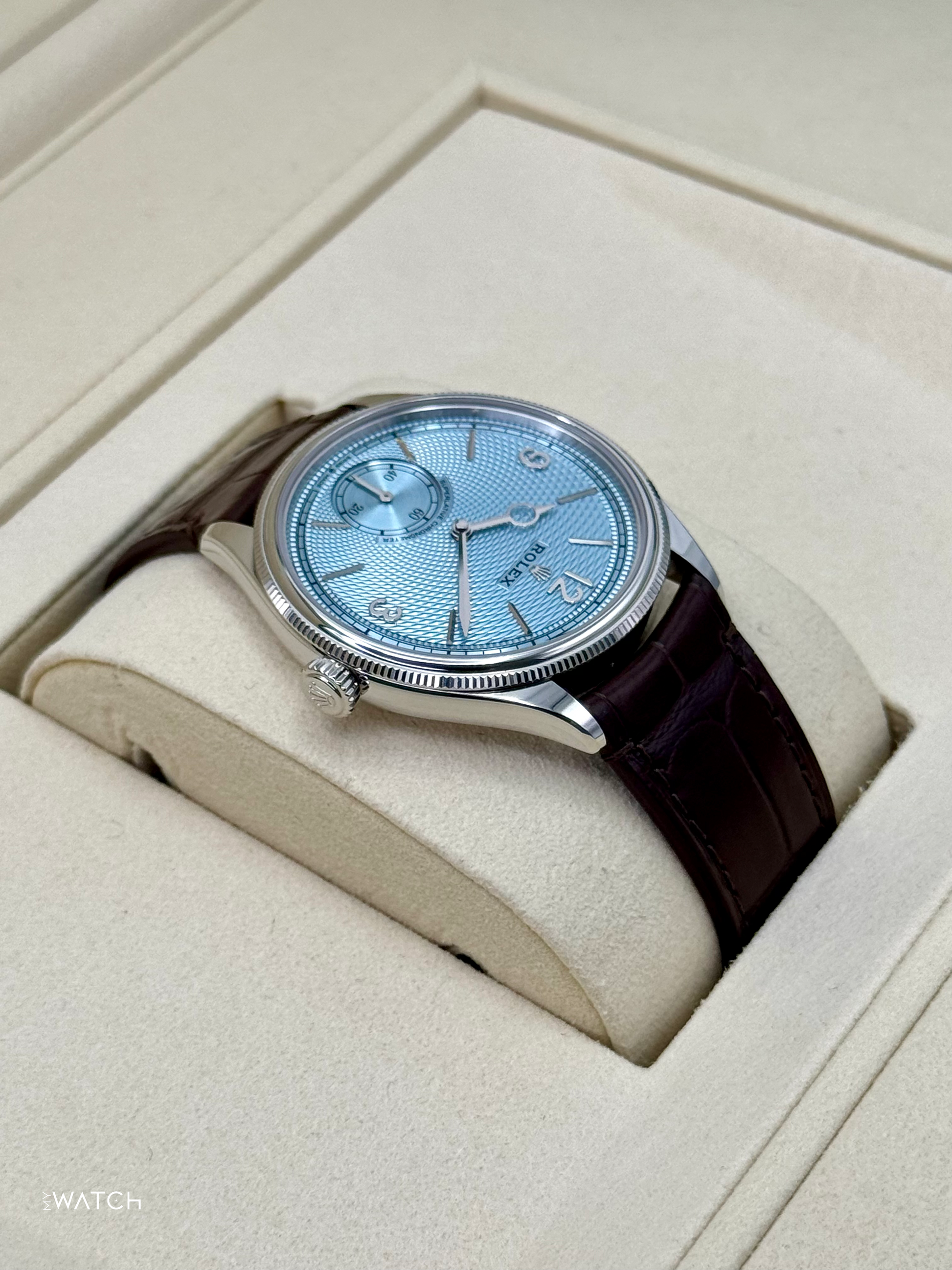 NEW 2025 Rolex 1908 39mm 52506 Platinum Ice Blue Dial - MyWatchLLC