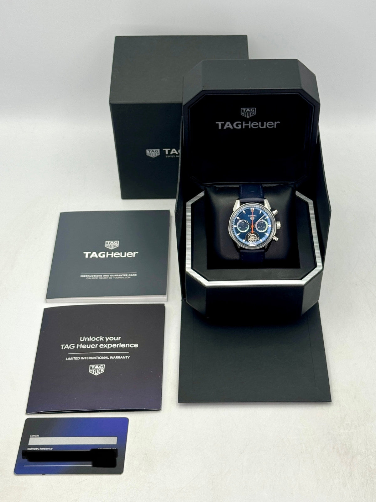 2023 TAG Heuer Carrera Tourbillon Chronograph 42mm CBS5010.FC6543 Blue Dial