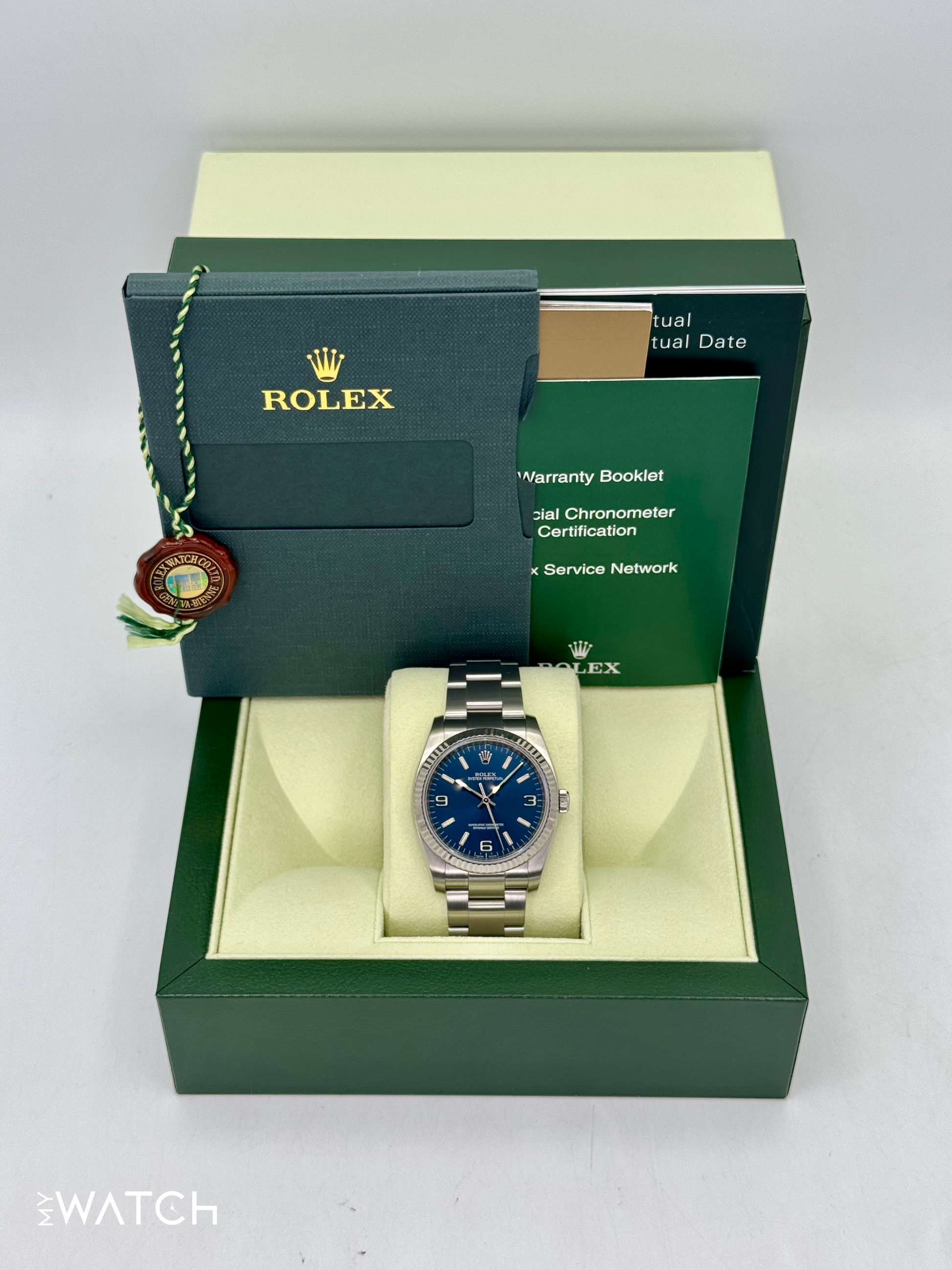 2008 Rolex Oyster Perpetual 36mm 116034 Blue Dial - MyWatchLLC