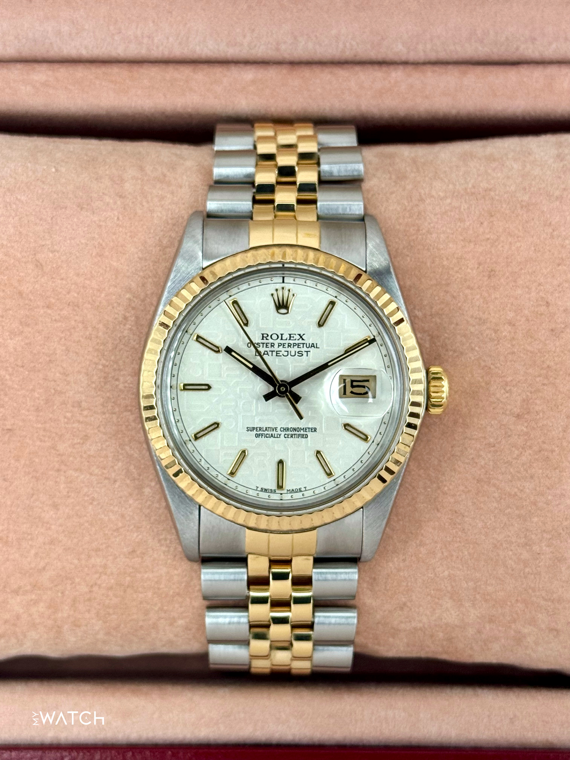 1987 Rolex Datejust 36mm 16013 Two-Tone Jubilee Ivory Anniversary Dial - MyWatchLLC