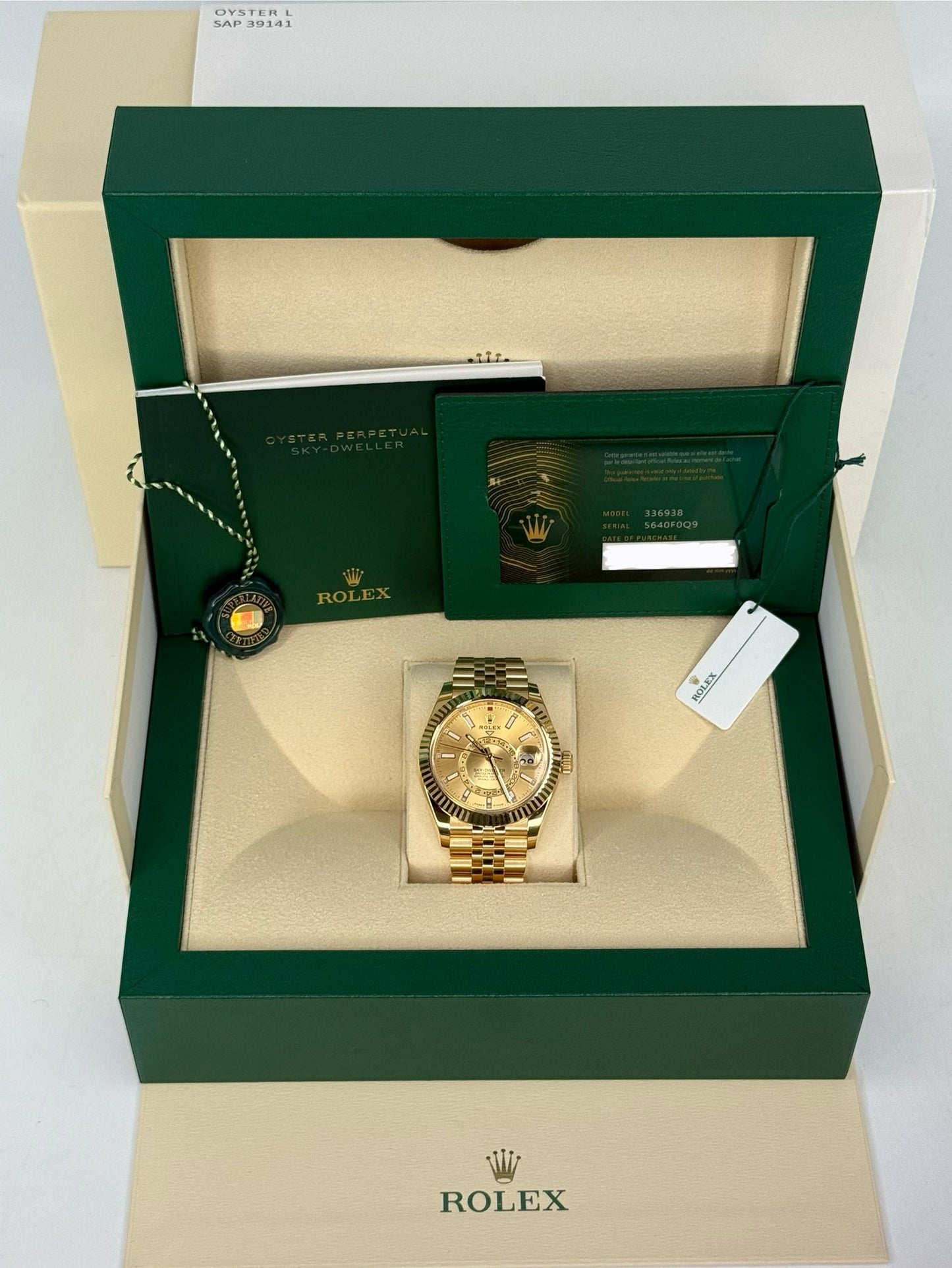 NEW 2025 Rolex Sky-Dweller 42mm 336938 Yellow Gold Jubilee Champagne Dial