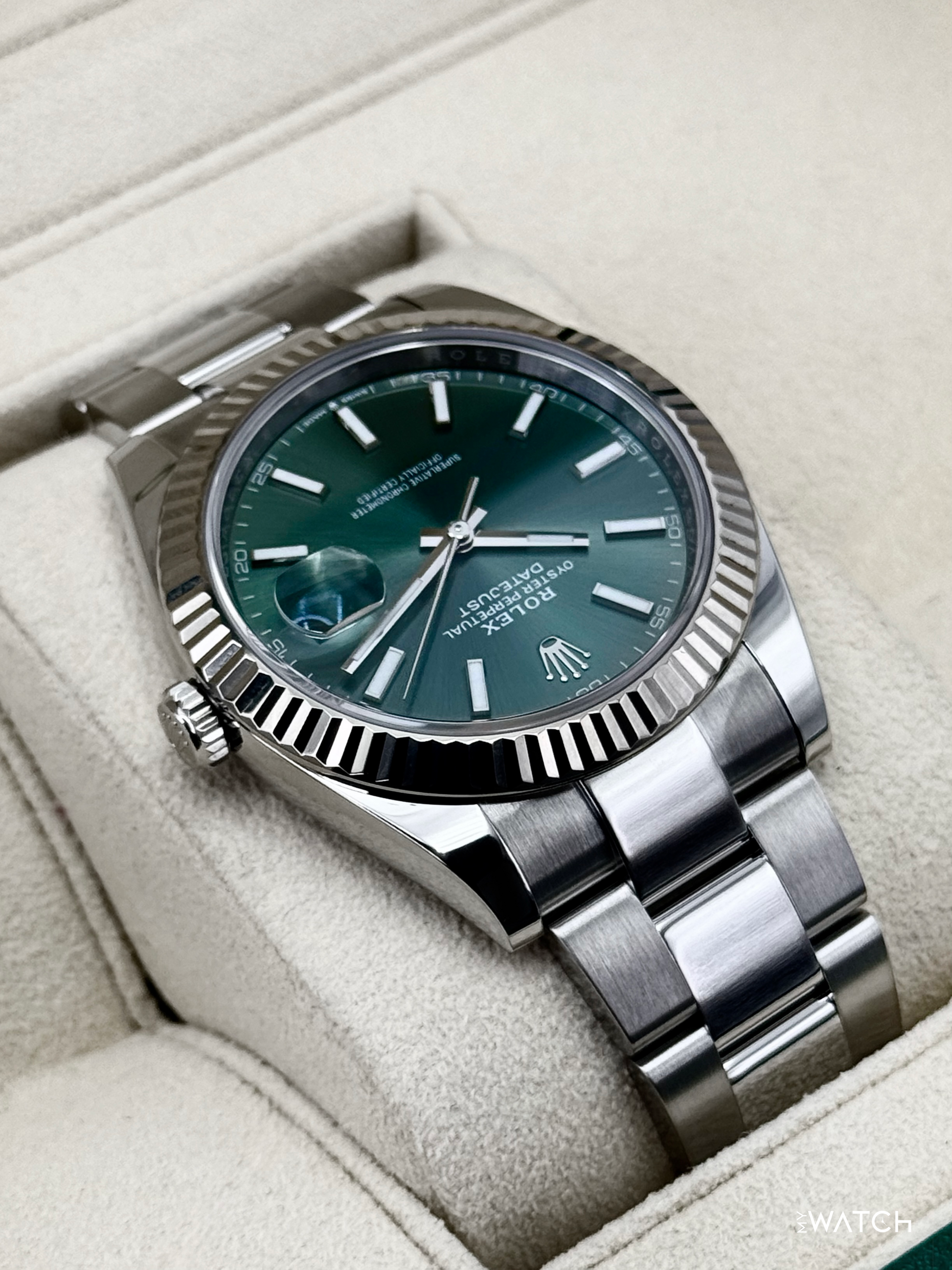 2023 Rolex Datejust 41mm 126334 Stainless Steel Oyster Mint Green Dial - MyWatchLLC