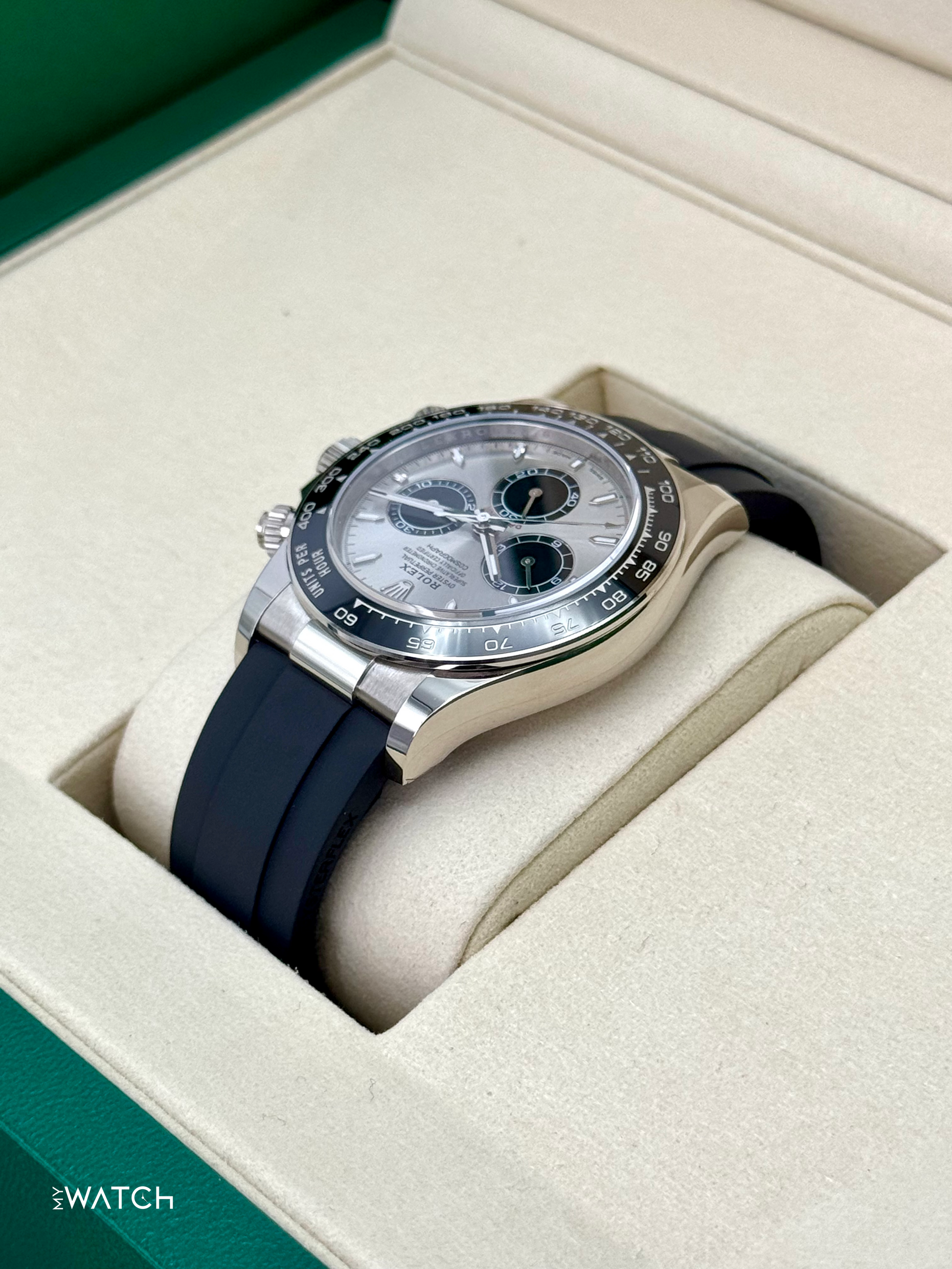 NEW 2025 Rolex Daytona 40mm 126519LN White Gold Oysterflex Silver Ghost Dial - MyWatchLLC