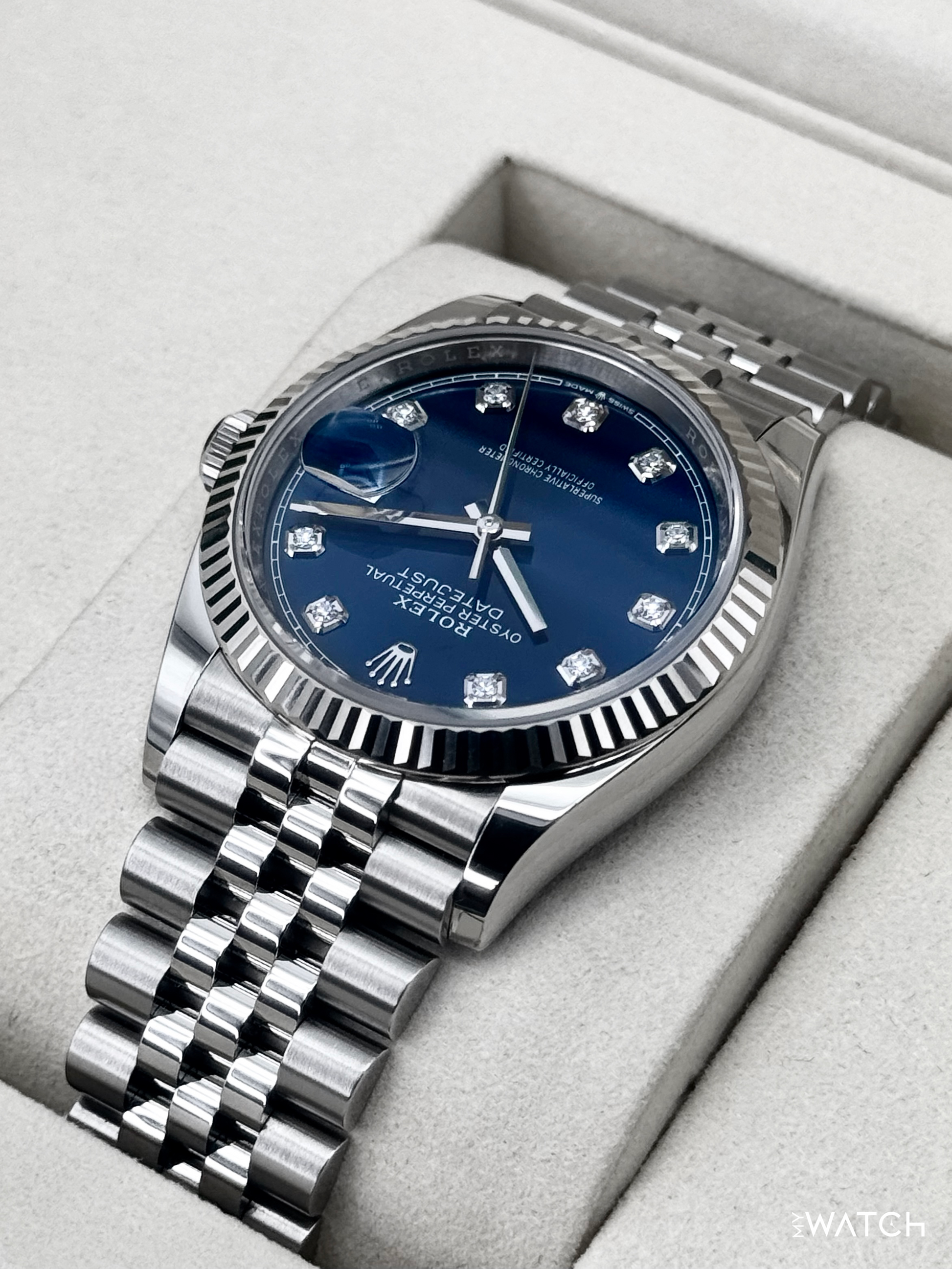 NEW 2026 Rolex Datejust 36mm 126234 Stainless Steel Jubilee Blue Diamond Dial - MyWatchLLC