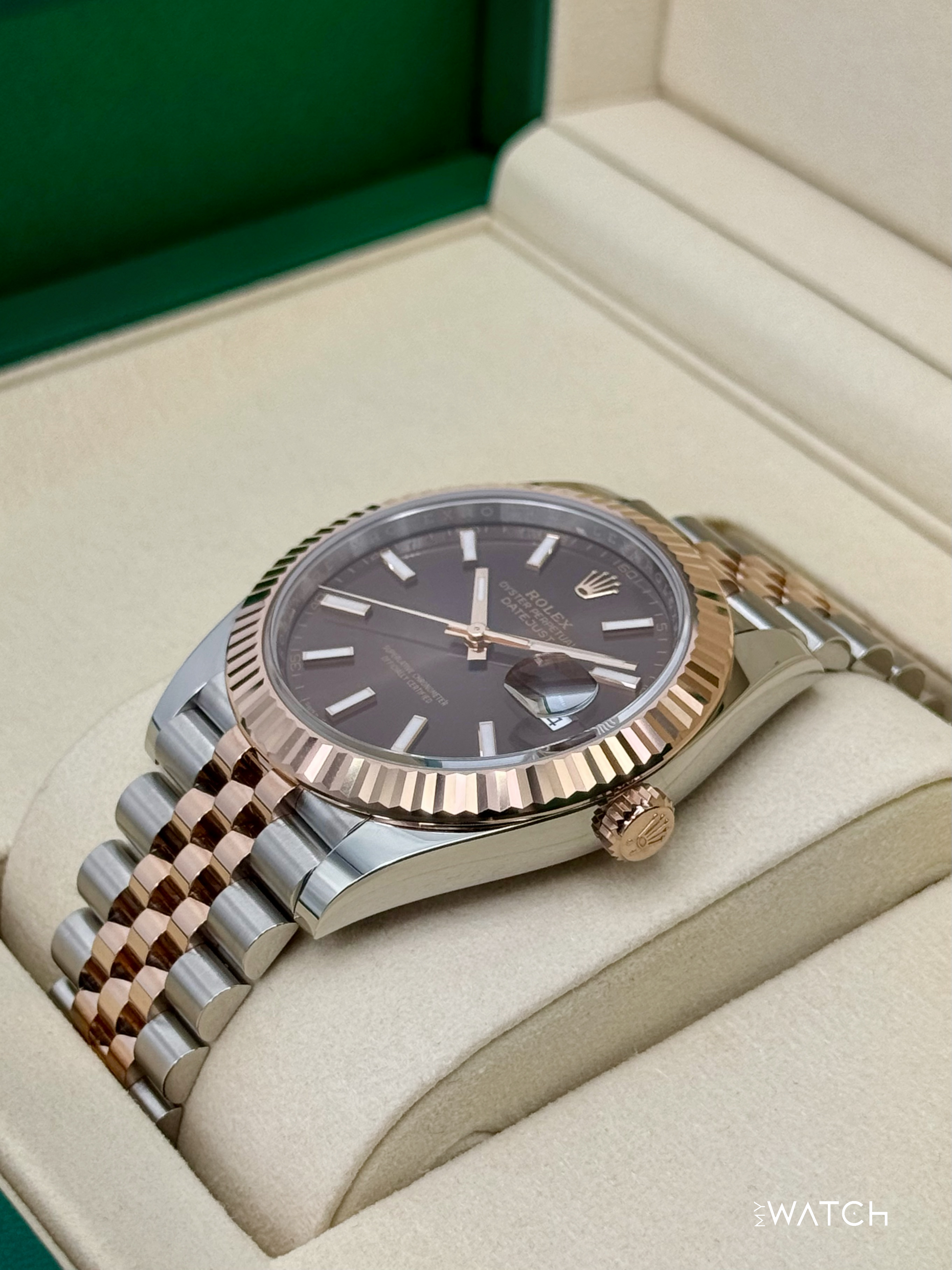 NEW 2025 Rolex Datejust 41mm 126331 Two-Tone Rose Gold Chocolate Dial (STICKERED) - MyWatchLLC