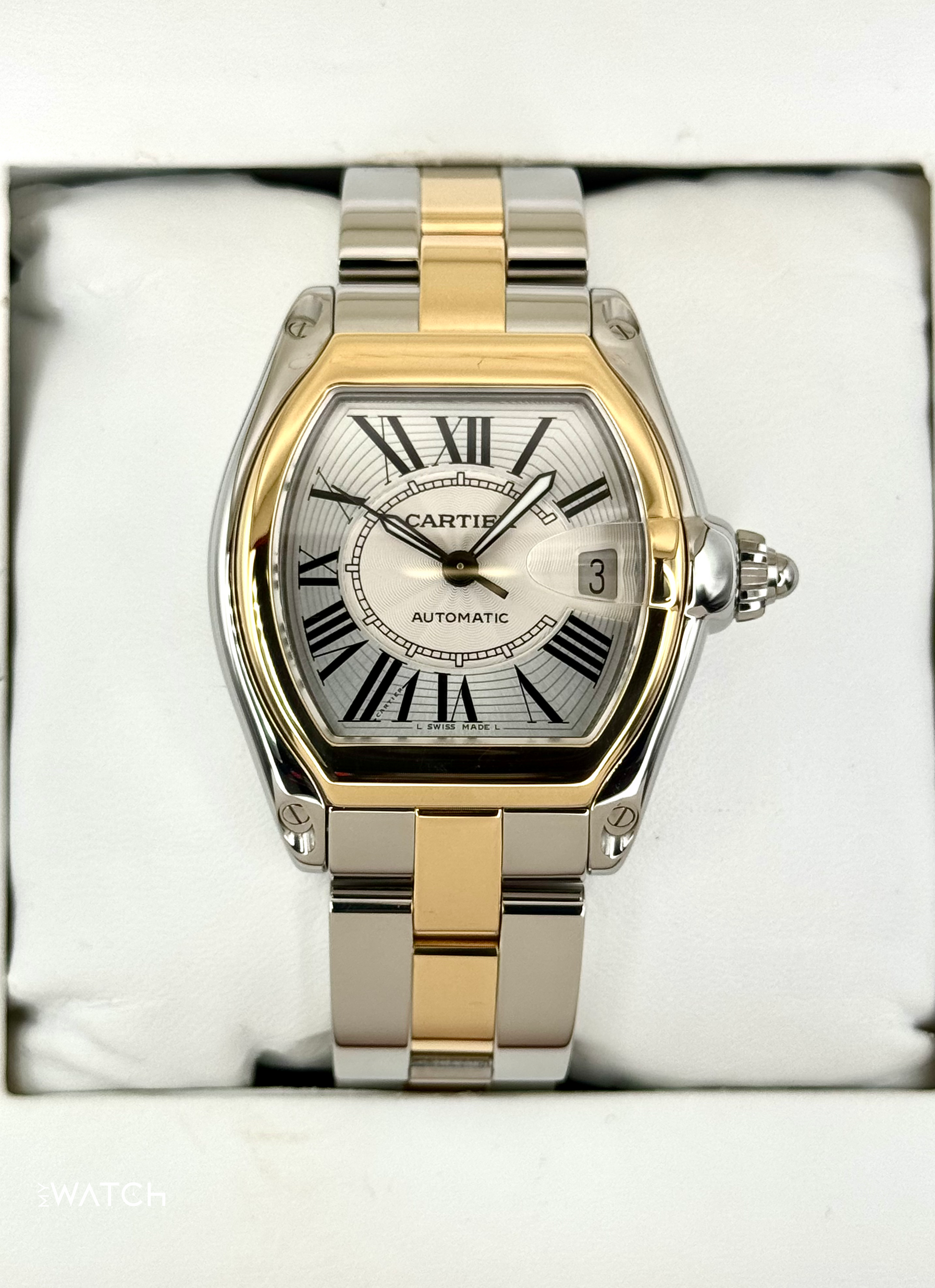 2009 Cartier Roadster 30.4mm 62031Y4 Two-Tone Silver Dial - MyWatchLLC