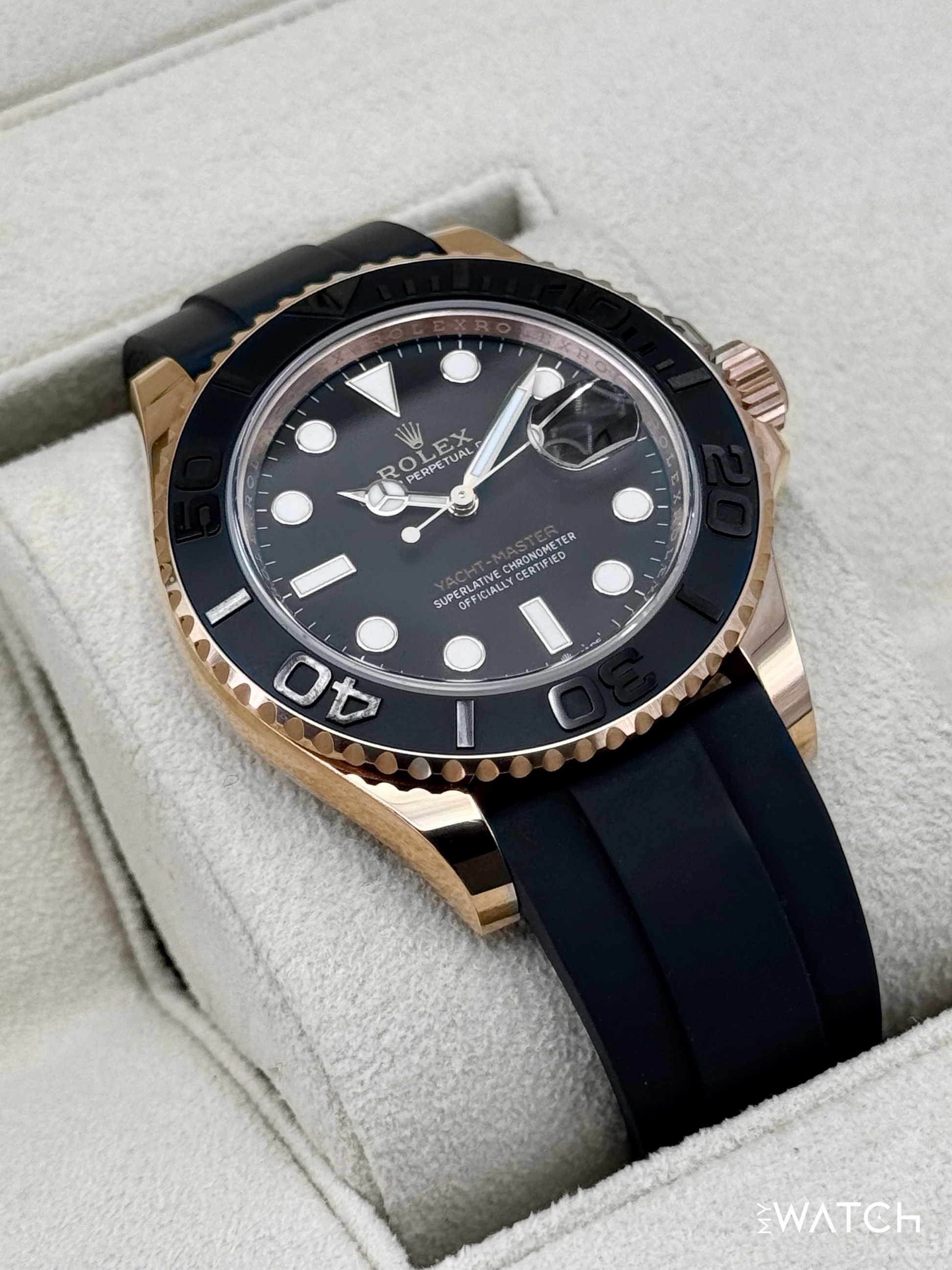 NEW 2024 Rolex Yacht-Master 40mm 126655 Rose Gold Oysterflex Black Dial - MyWatchLLC