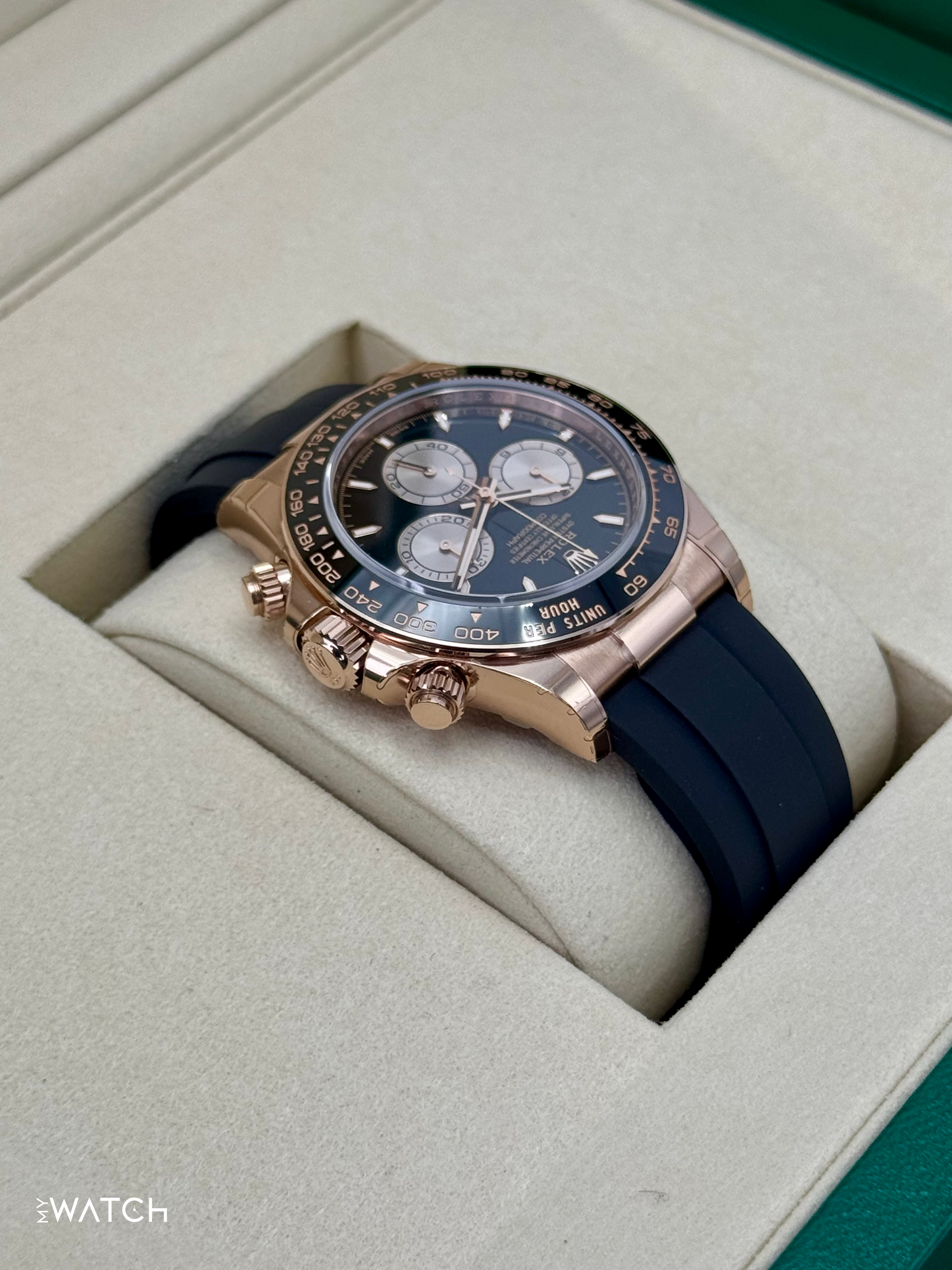 NEW 2025 Rolex Daytona 40mm 126515LN Rose Gold Oysterflex Black Dial (STICKERED) - MyWatchLLC