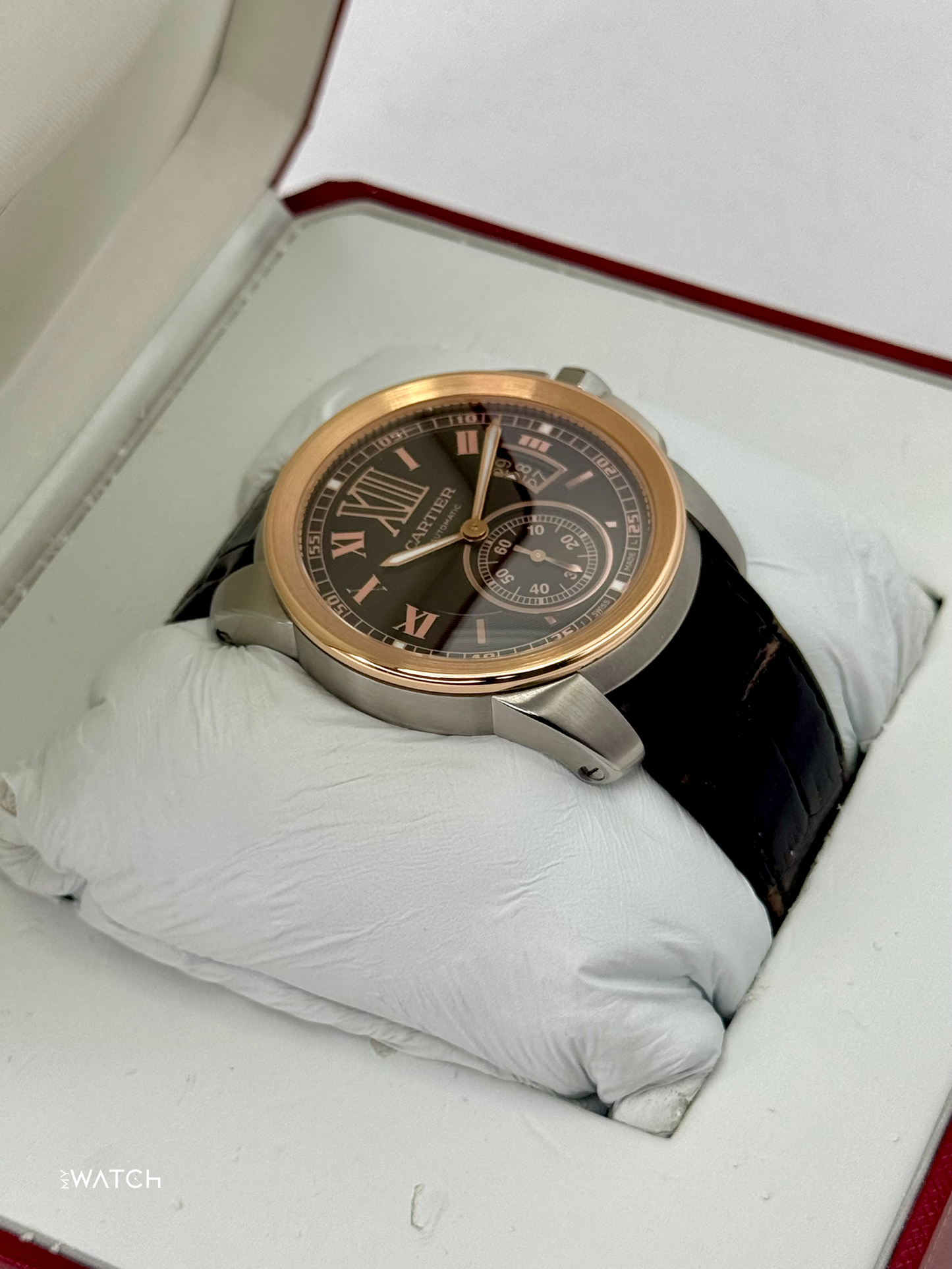 2012 Cartier Calibre De Cartier 42mm W7100051 Two-Tone Brown Dial