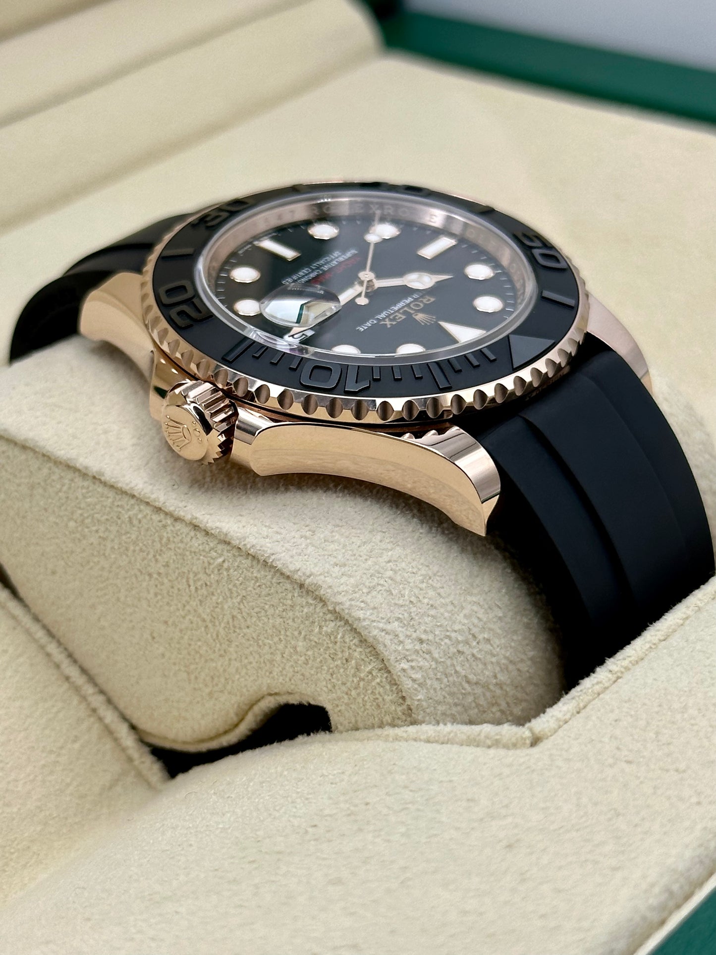 NEW 2023 Rolex Yacht-Master 40mm 126655 Rose Gold Oysterflex Black Dial - MyWatchLLC