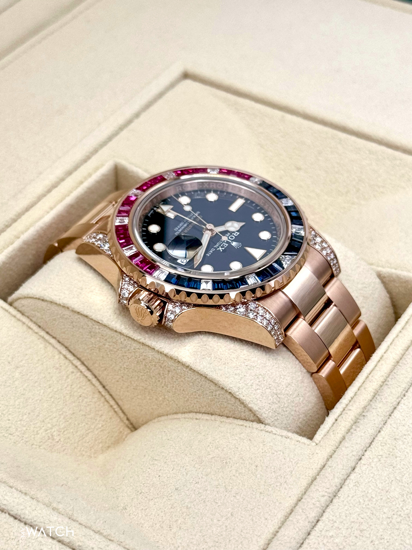 NOS 2021 Rolex GMT-Master II 40mm 126755SARU Pepsi Rose Gold Sapphire Ruby - MyWatchLLC