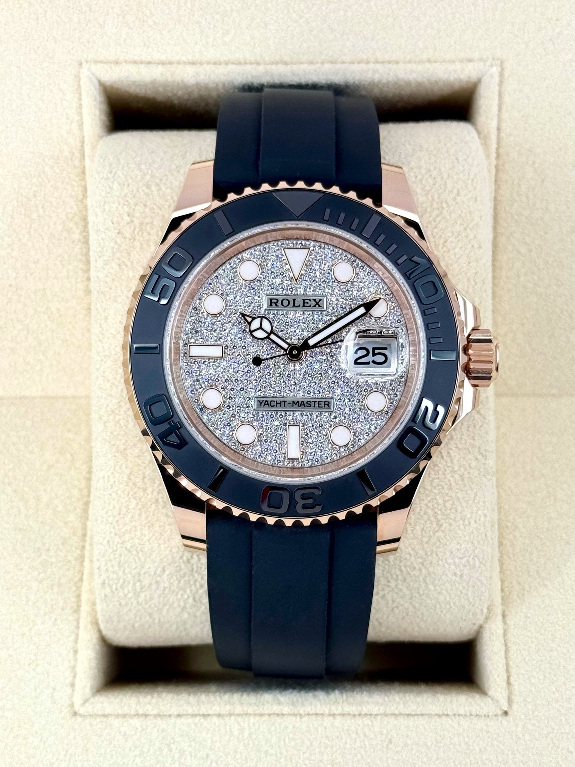 New 2025 Rolex Yacht-Master 40mm 126655 Rose Gold Diamond Paved Dial - MyWatchLLC
