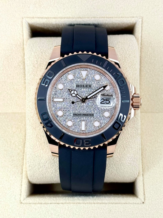 New 2025 Rolex Yacht-Master 40mm 126655 Rose Gold Diamond Paved Dial - MyWatchLLC