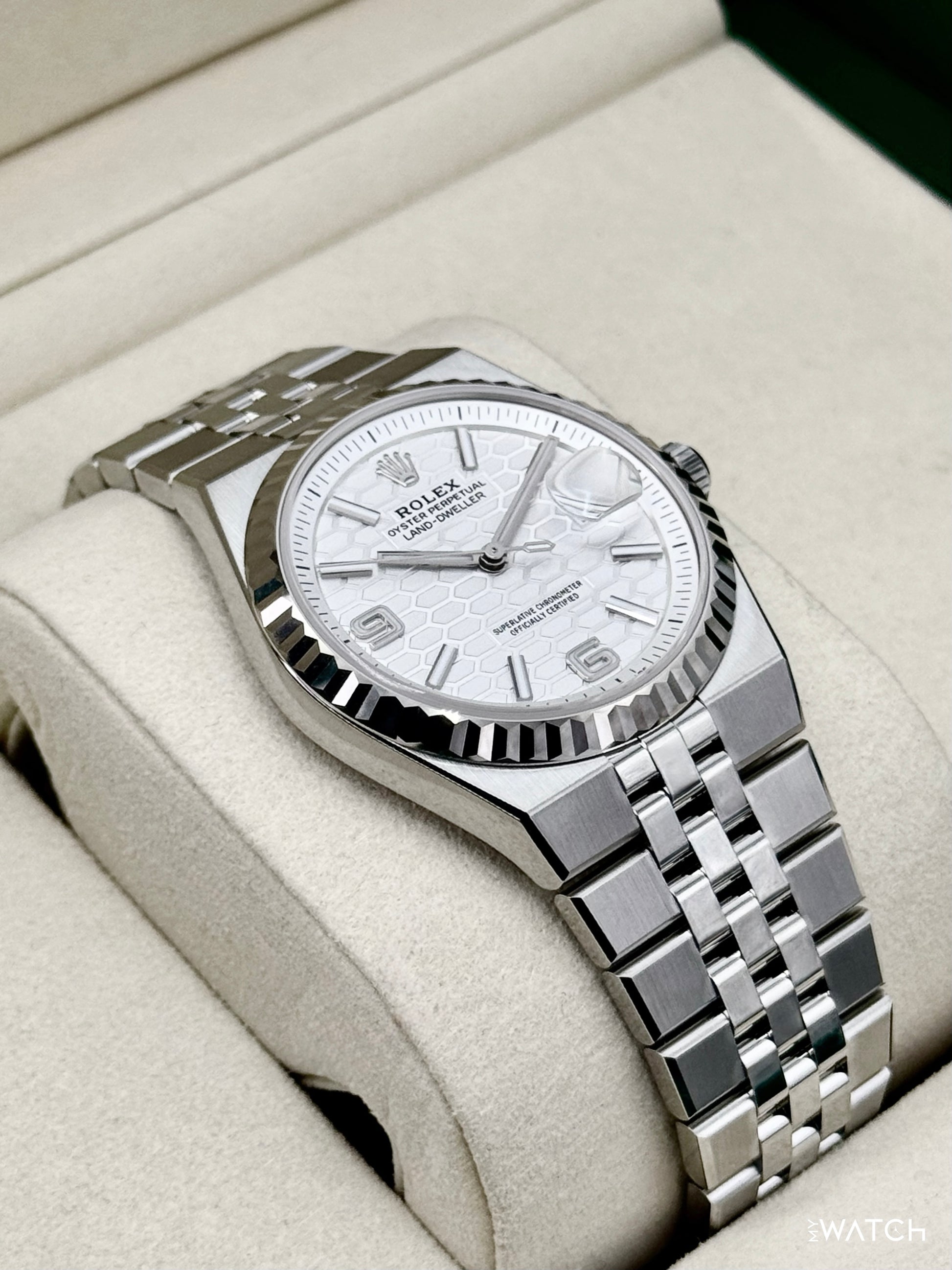 NEW 2026 Rolex Land-Dweller 36mm 127234 Stainless Steel Flat Jubilee White Dial - MyWatchLLC
