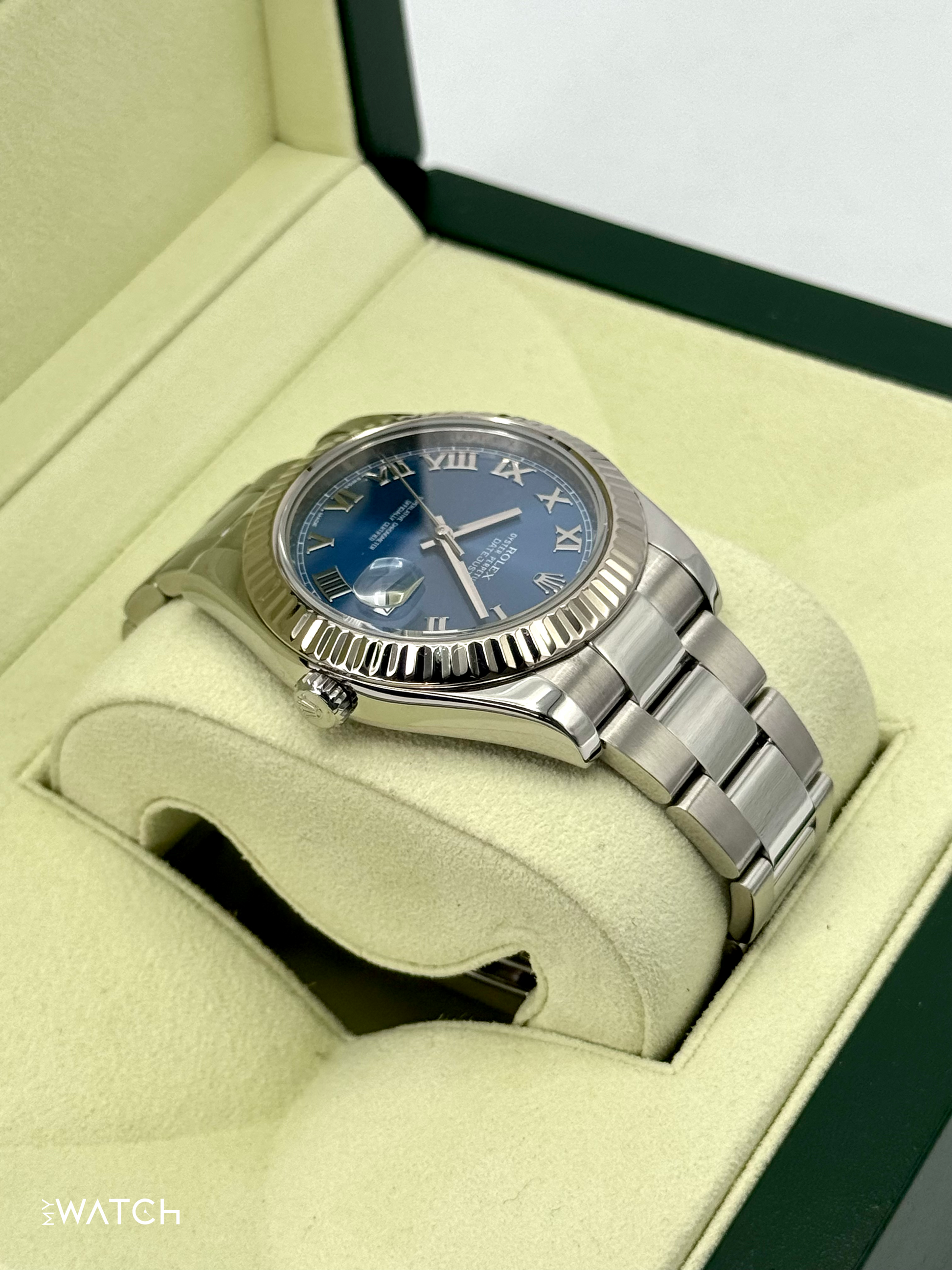 2010 Rolex Datejust II 41mm 116334 Stainless Steel Oyster Blue Dial - MyWatchLLC