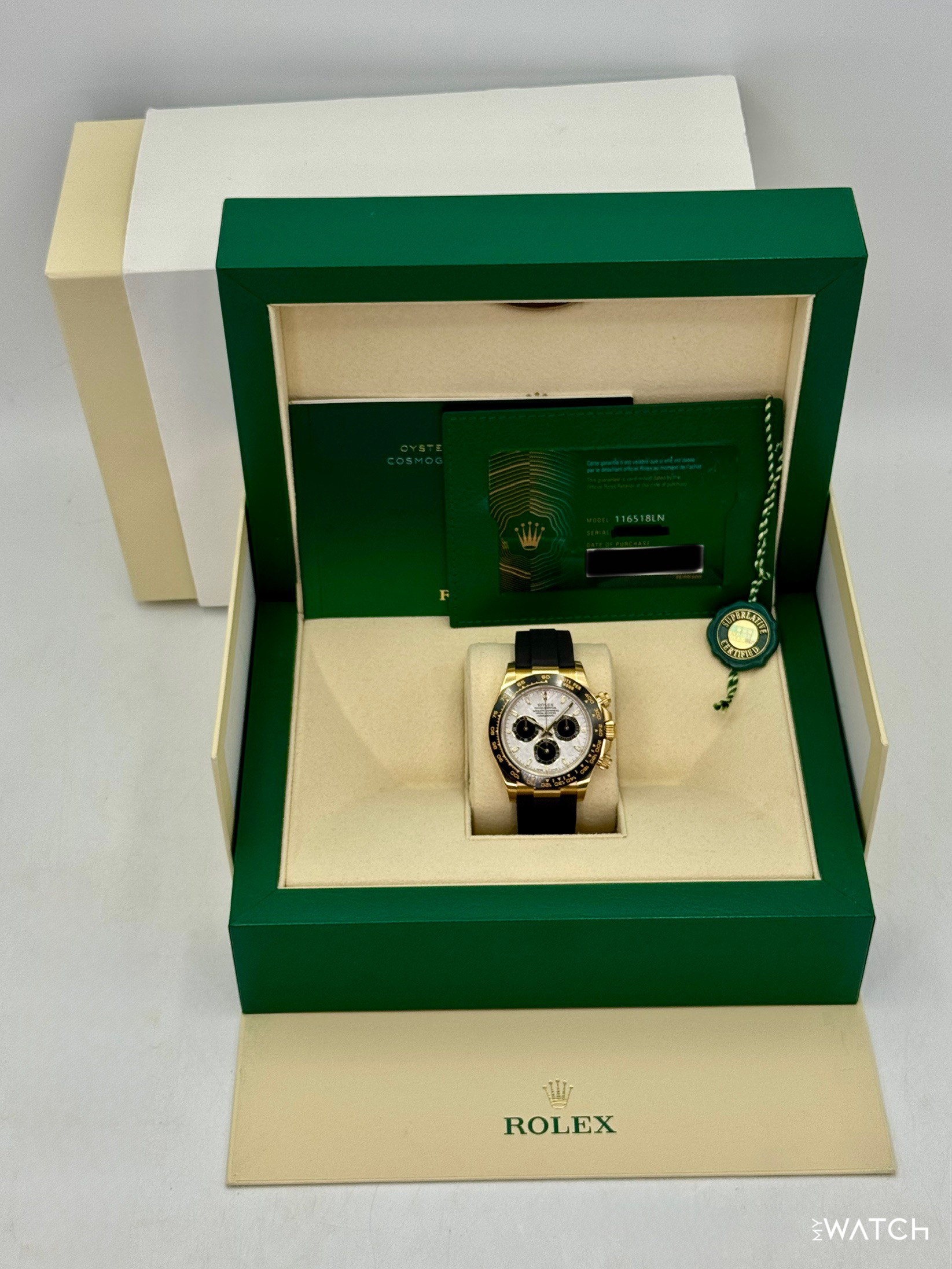 2022 Rolex Daytona 40mm 116518LN Oysterflex Yellow Gold Meteorite Dial - MyWatchLLC