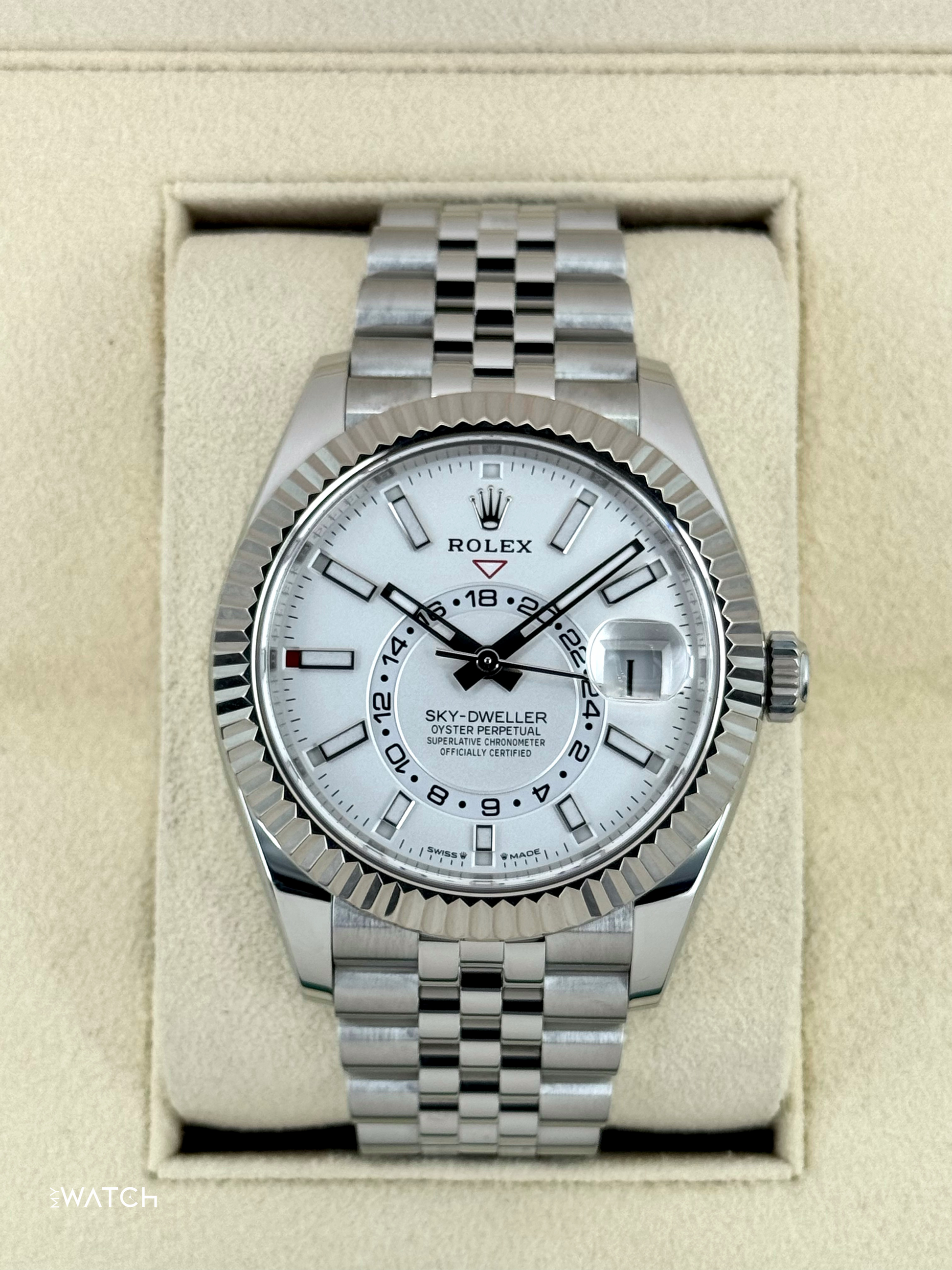 2025 Rolex Sky-Dweller 42mm 336934 Stainless Steel Jubilee White Dial - MyWatchLLC