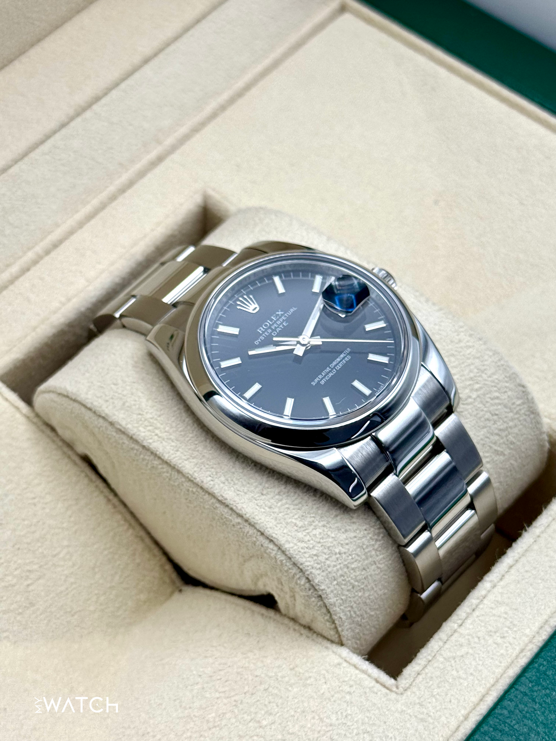 2024 CPO Rolex Oyster Perpetual Date 34mm 115200 Black Dial - MyWatchLLC