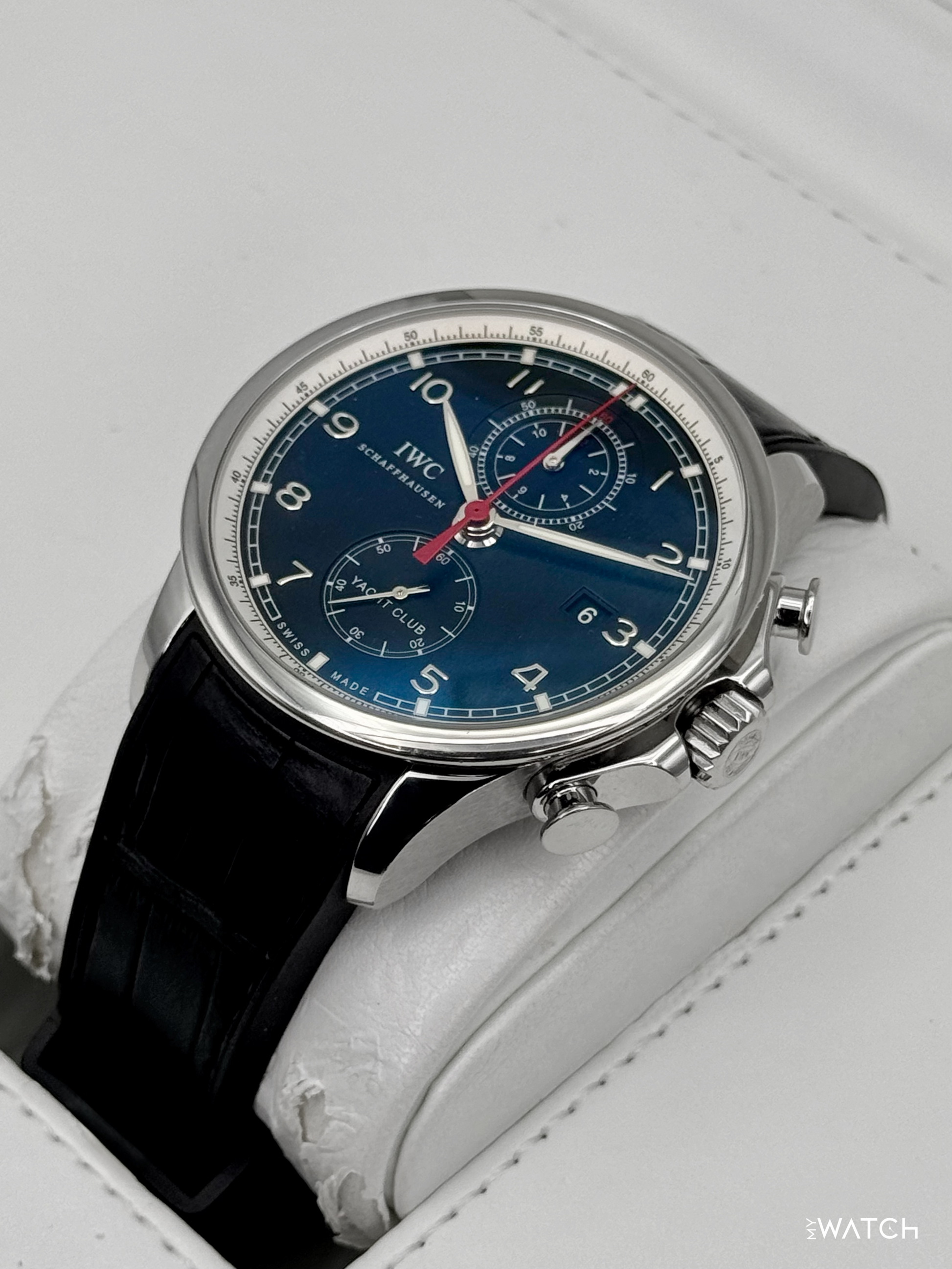 2011 IWC Portuguese Chronograph 45mm IW390204 Stainless Steel Black Dial - MyWatchLLC