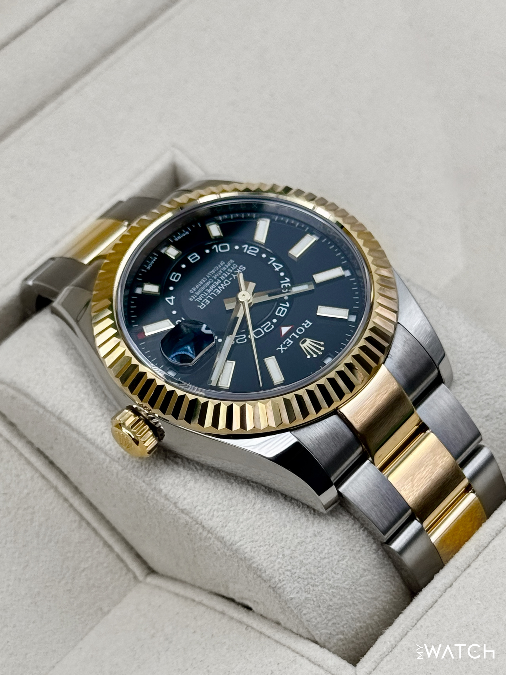 2021 Rolex Sky-Dweller 42mm 326933 Two-Tone Oyster Black Dial - MyWatchLLC