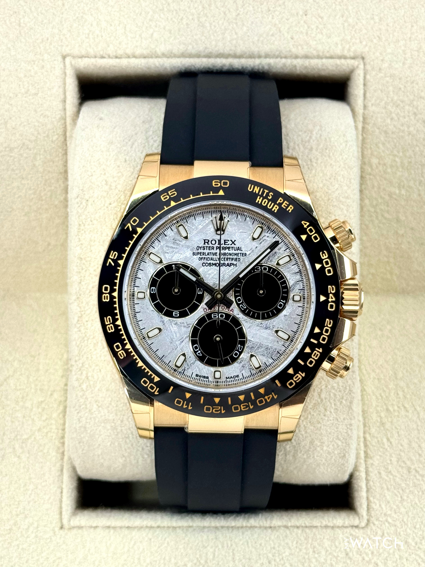2022 Rolex Daytona 40mm 126518LN Yellow Gold Oysterflex Meteorite Dial (STICKERED) - MyWatchLLC