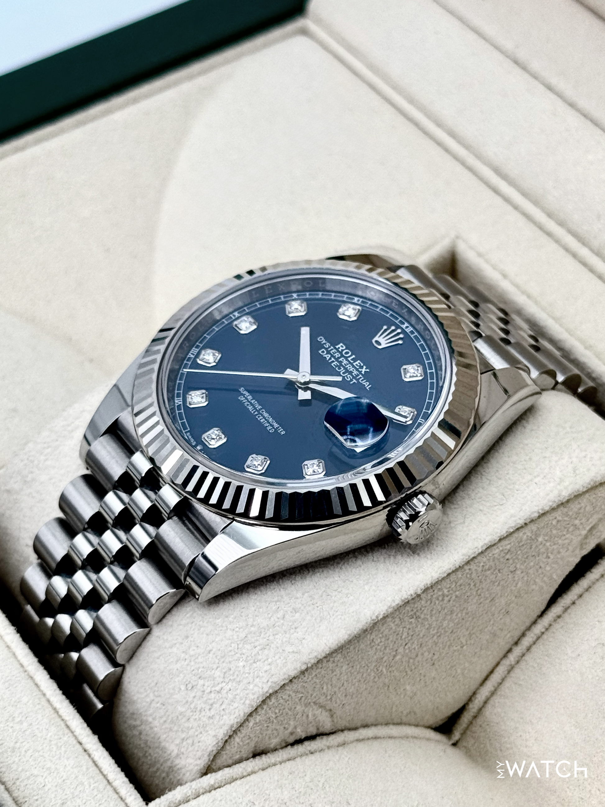 2020 Rolex Datejust 41mm 126334 Stainless Steel Jubilee Blue Diamond Dial - MyWatchLLC