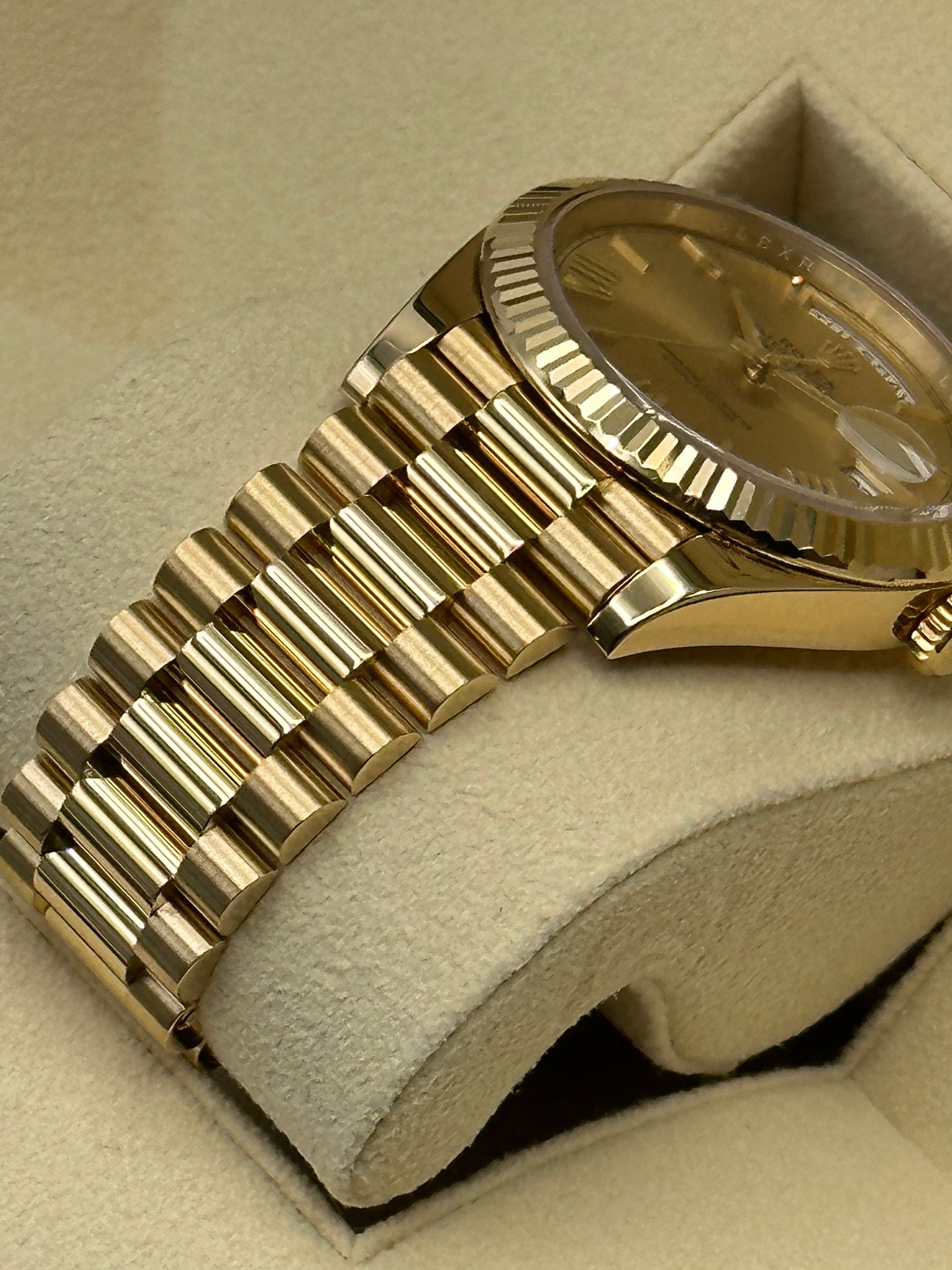 2019 Rolex Day-Date 40mm 228238 YG Champagne Roman Numeral Dial - MyWatchLLC