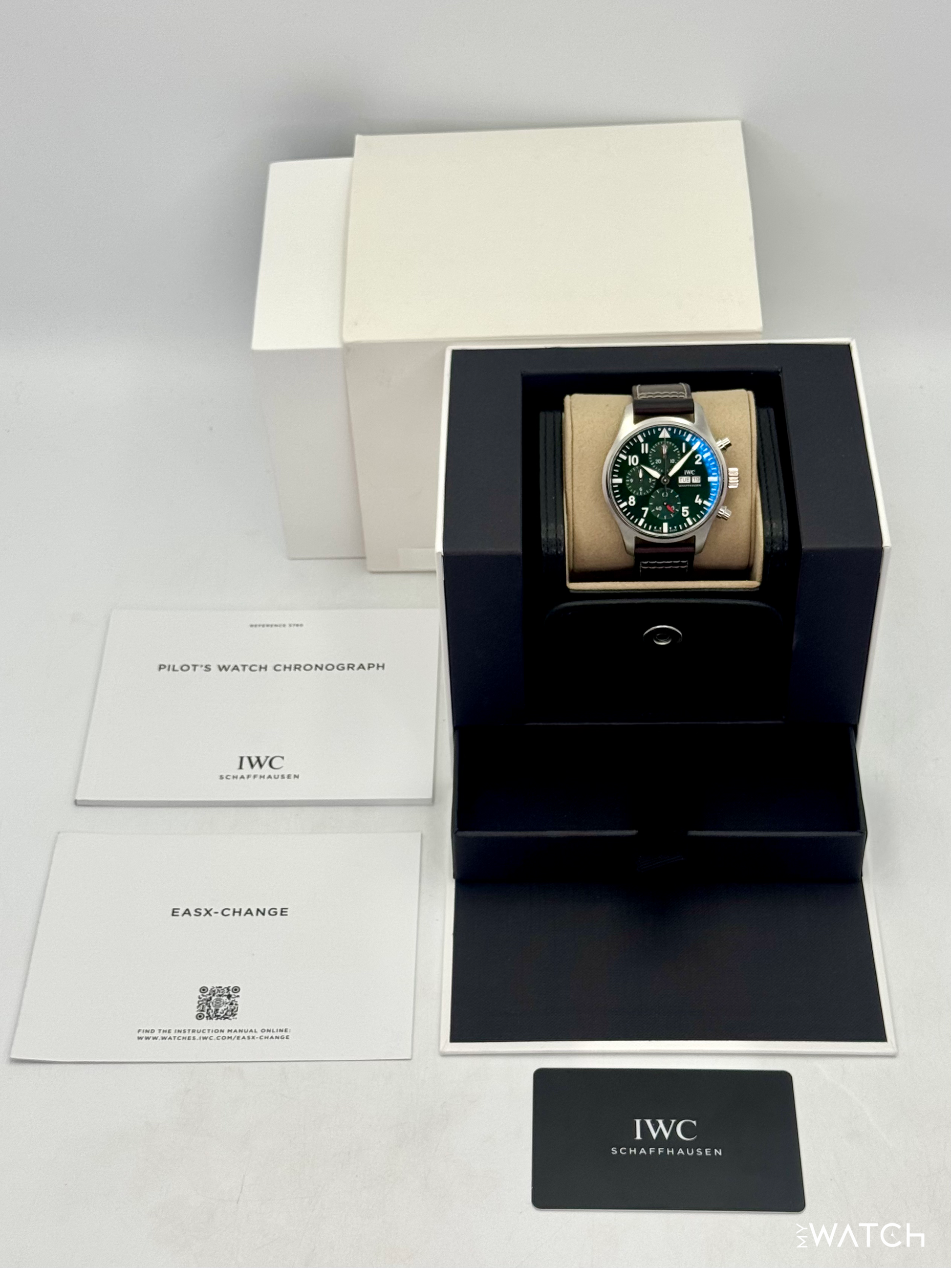 2025 IWC Pilot's Watch Chronograph 43mm IW378005 Steel Green Dial - MyWatchLLC
