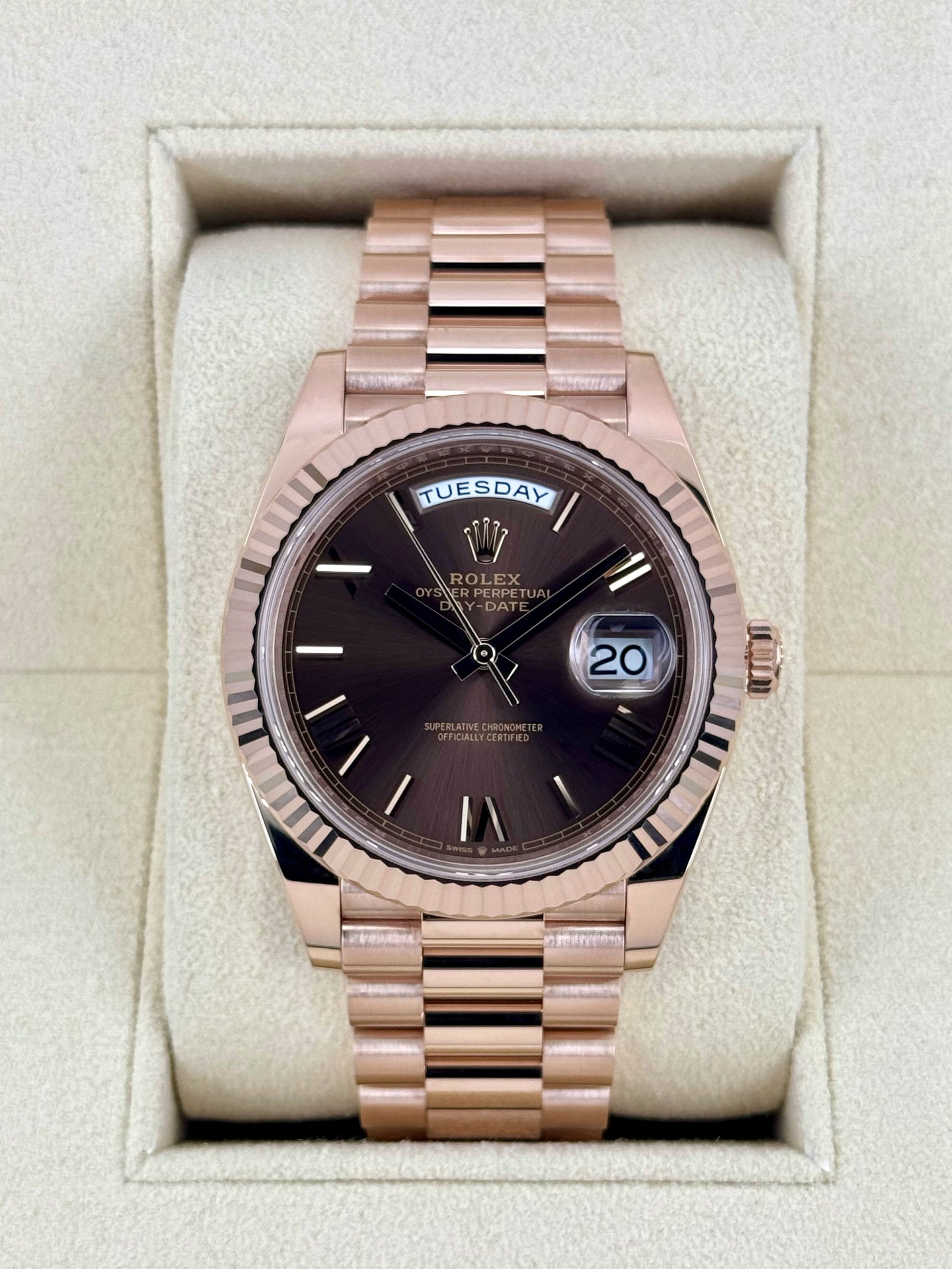2024 Rolex Day-Date 40mm 228235 Rose Gold Chocolate Dial - MyWatchLLC
