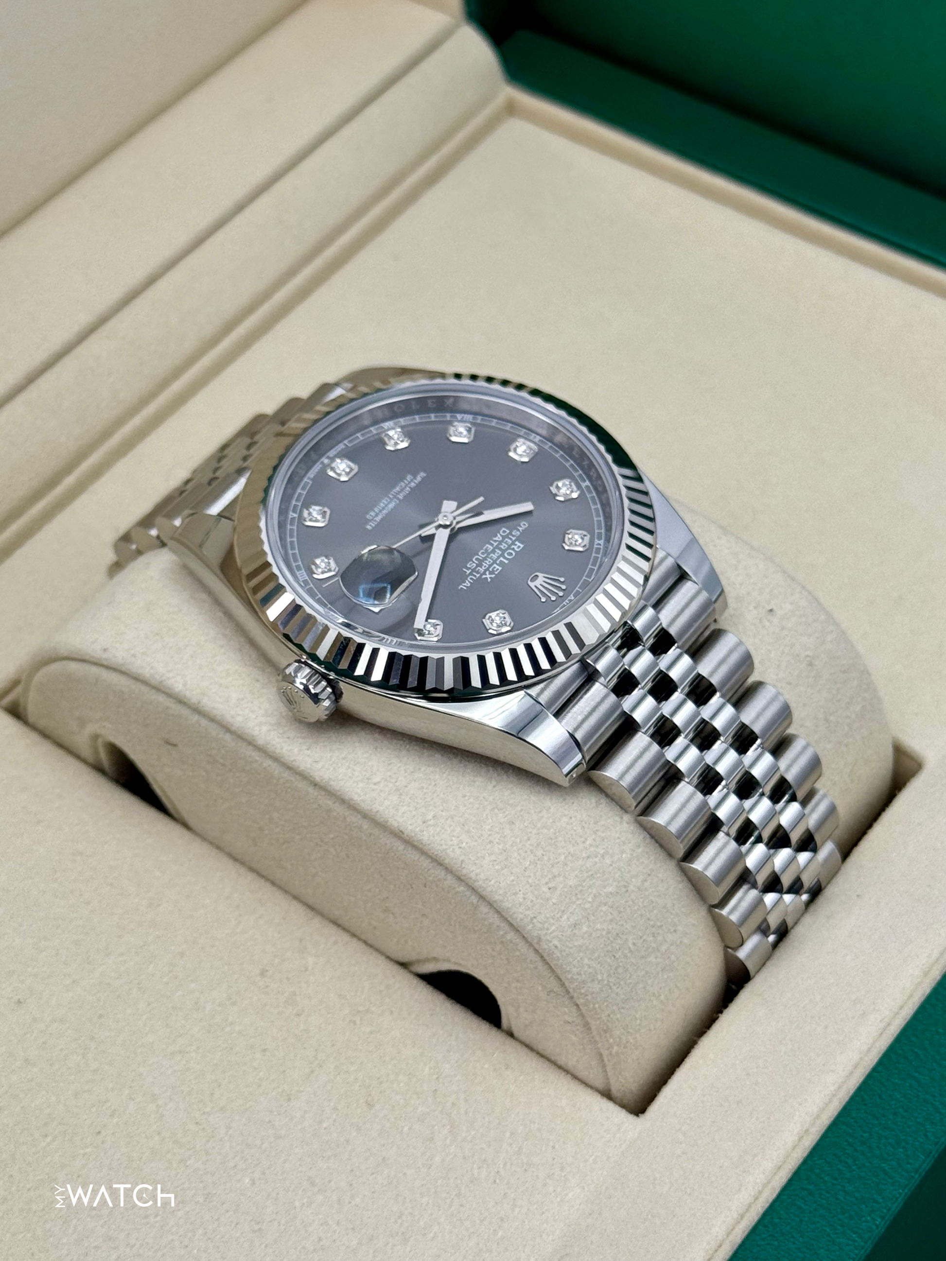 NEW 2025 Rolex Datejust 41mm 126334 Stainless Steel Jubilee Rhodium Diamond Dial - MyWatchLLC