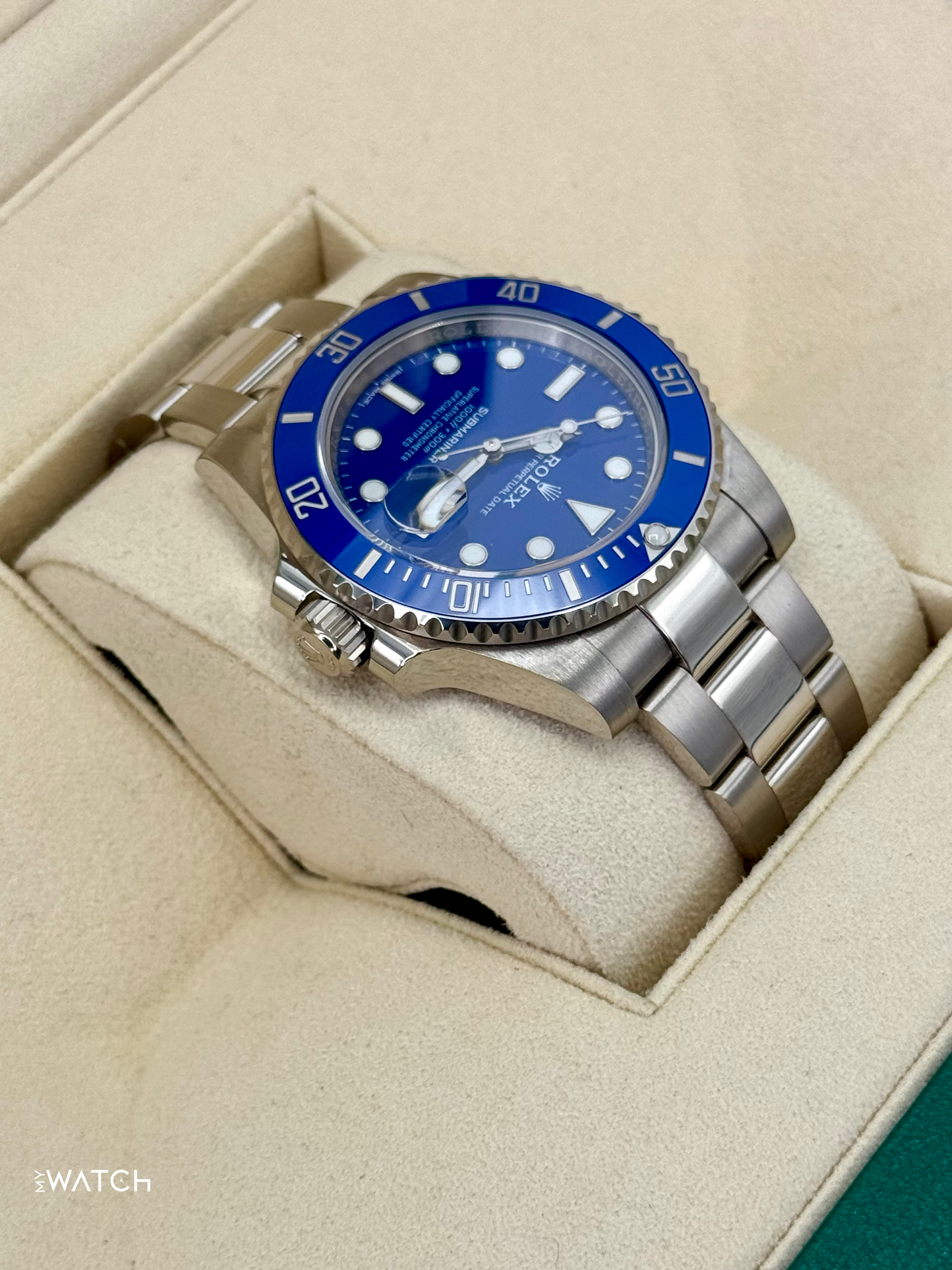 2018 Rolex Submariner "Smurf" 40mm 116619LB White Gold Blue Dial - MyWatchLLC